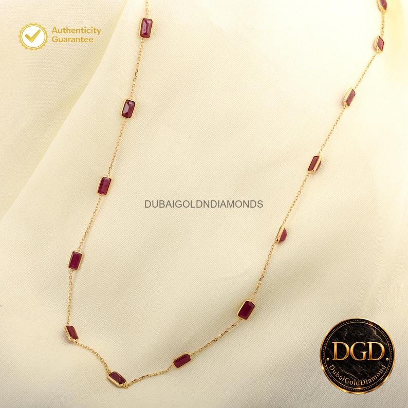 Ruby 14K Gold July Birthstone Engagement Chain Anniversary Gift Wedding Necklace