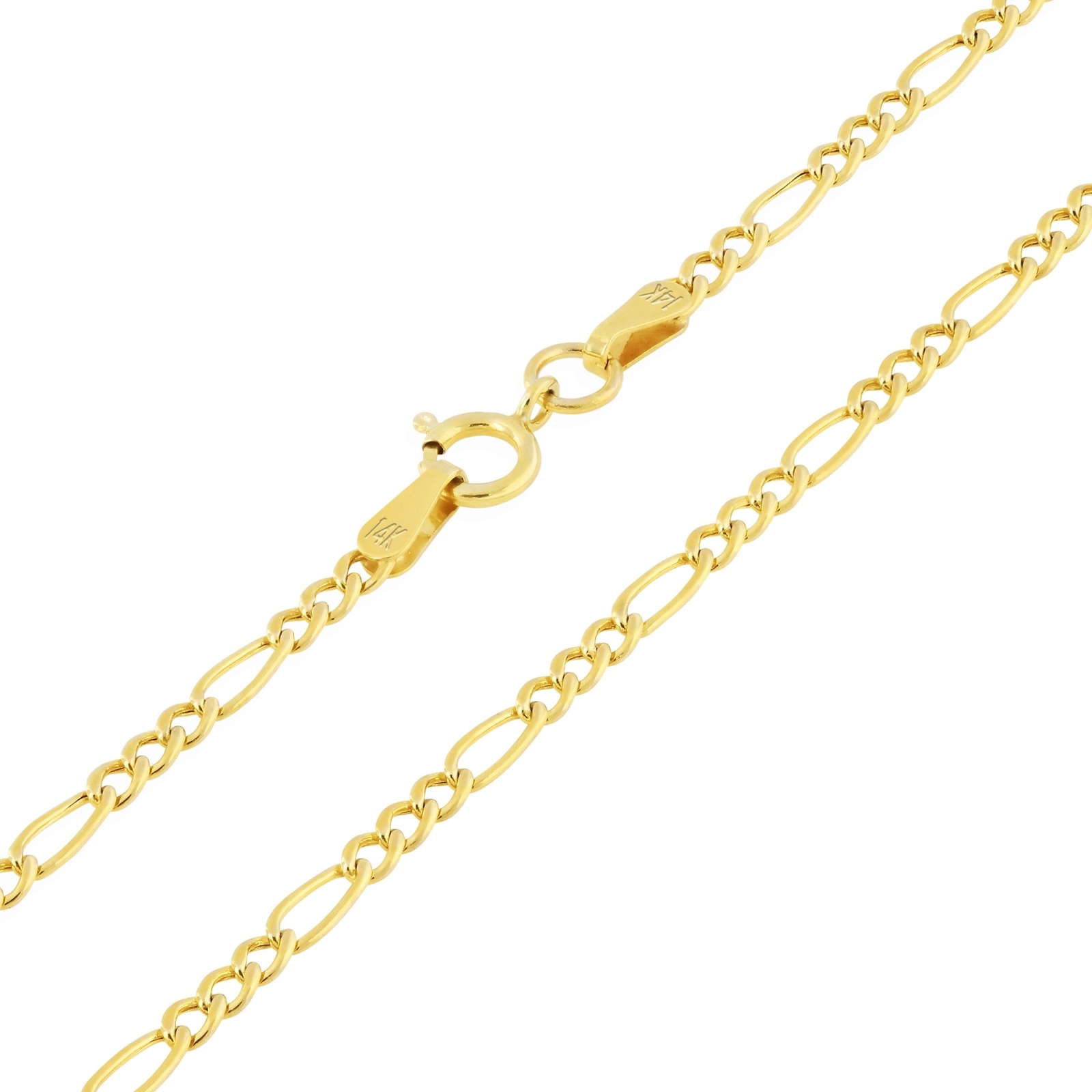 14K Yellow Gold 2mm Figaro Chain Link Italian Necklace Mens Womens 16″- 24″