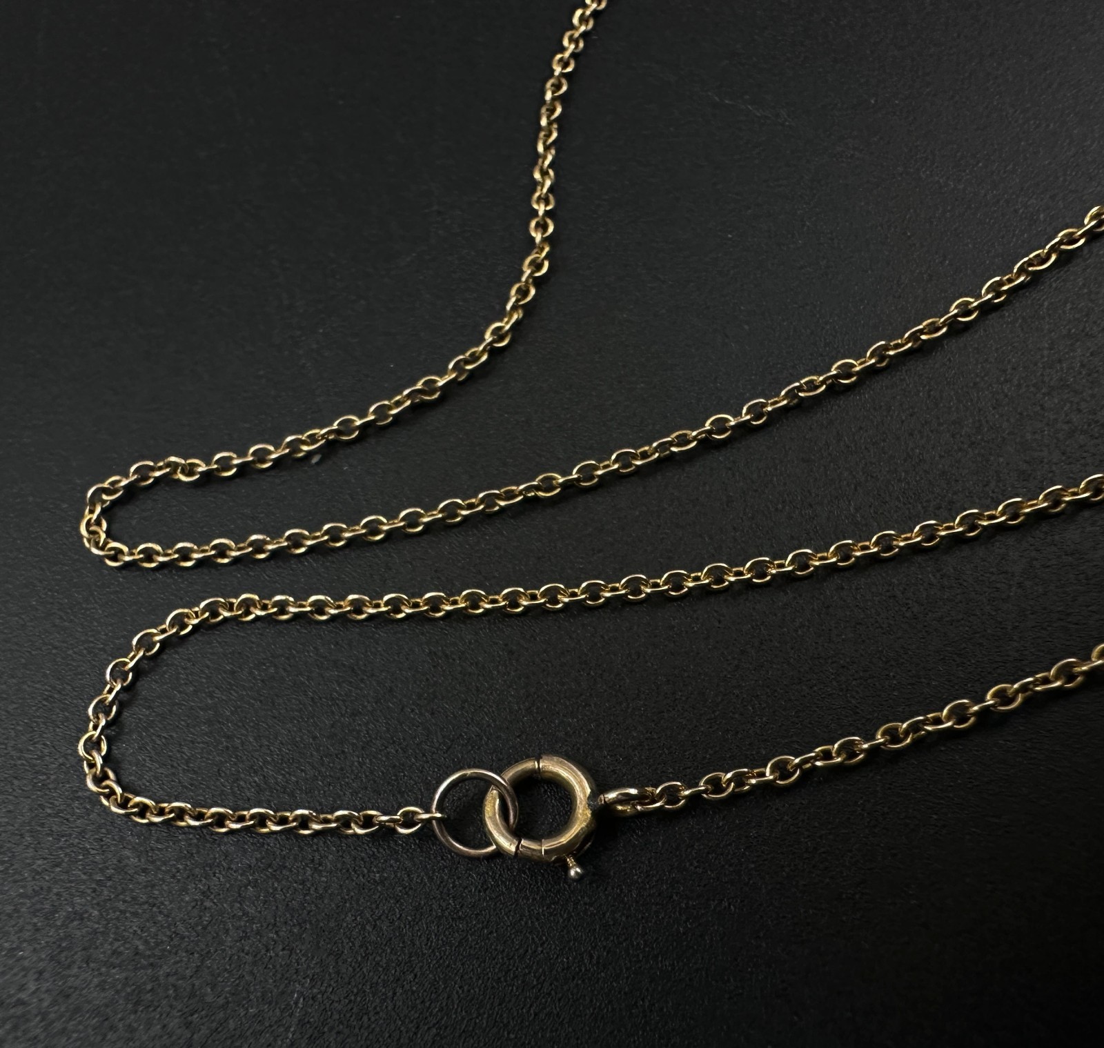 Vintage Solid 10K Yellow Gold Rolo Link Chain Necklace, 1.1mm, 15 3/8″