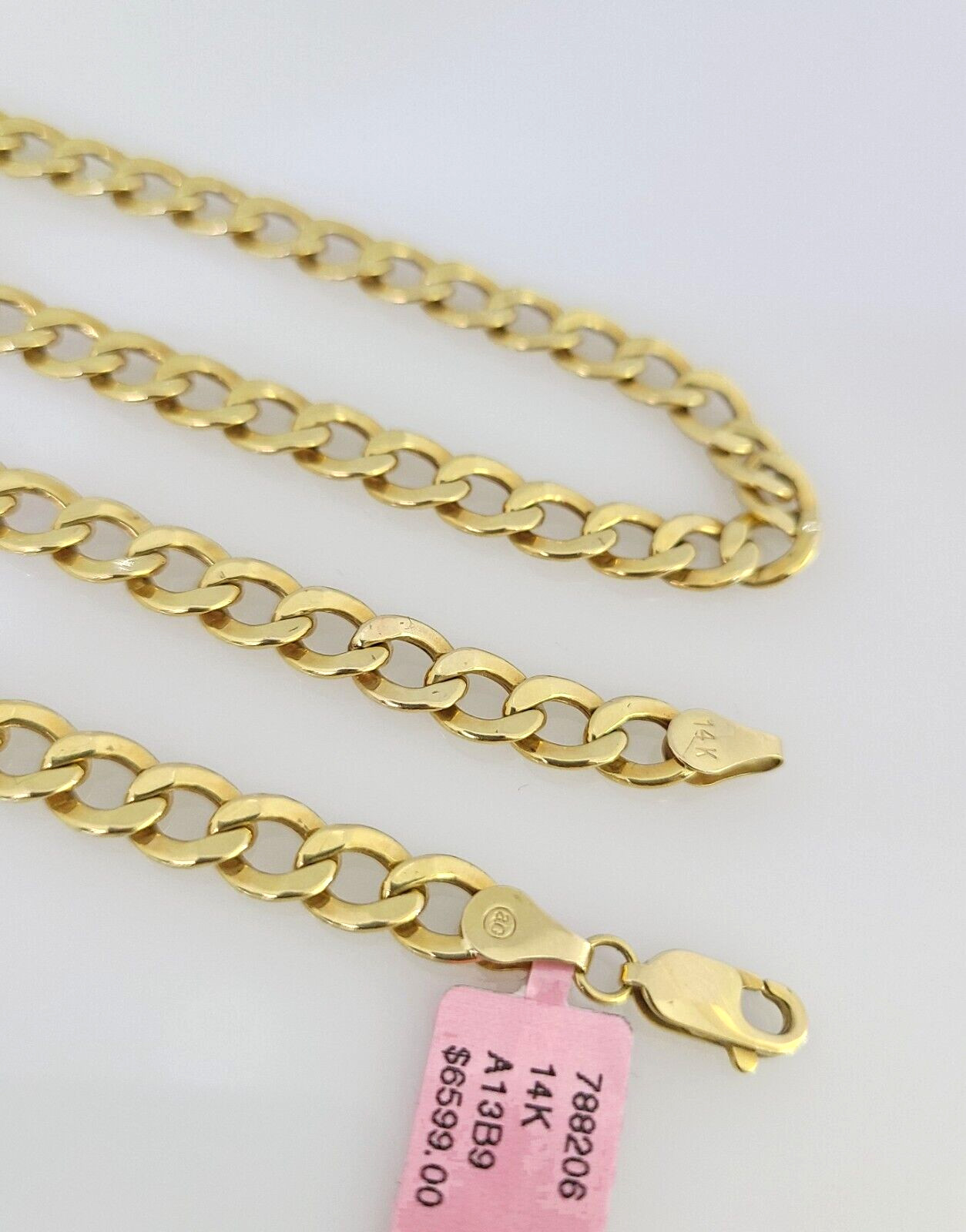 Real 14k Cuban Curb Link Chain 6mm Necklace 20″ Real Yellow Gold