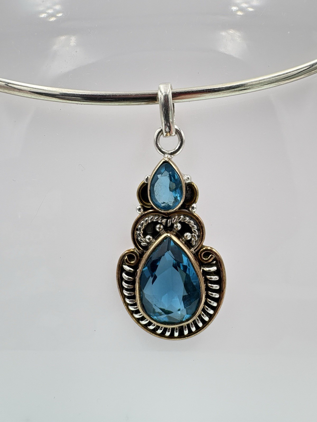 925 Sterling Silver Blue Topaz Teardrop Pendant – Pendant Only
