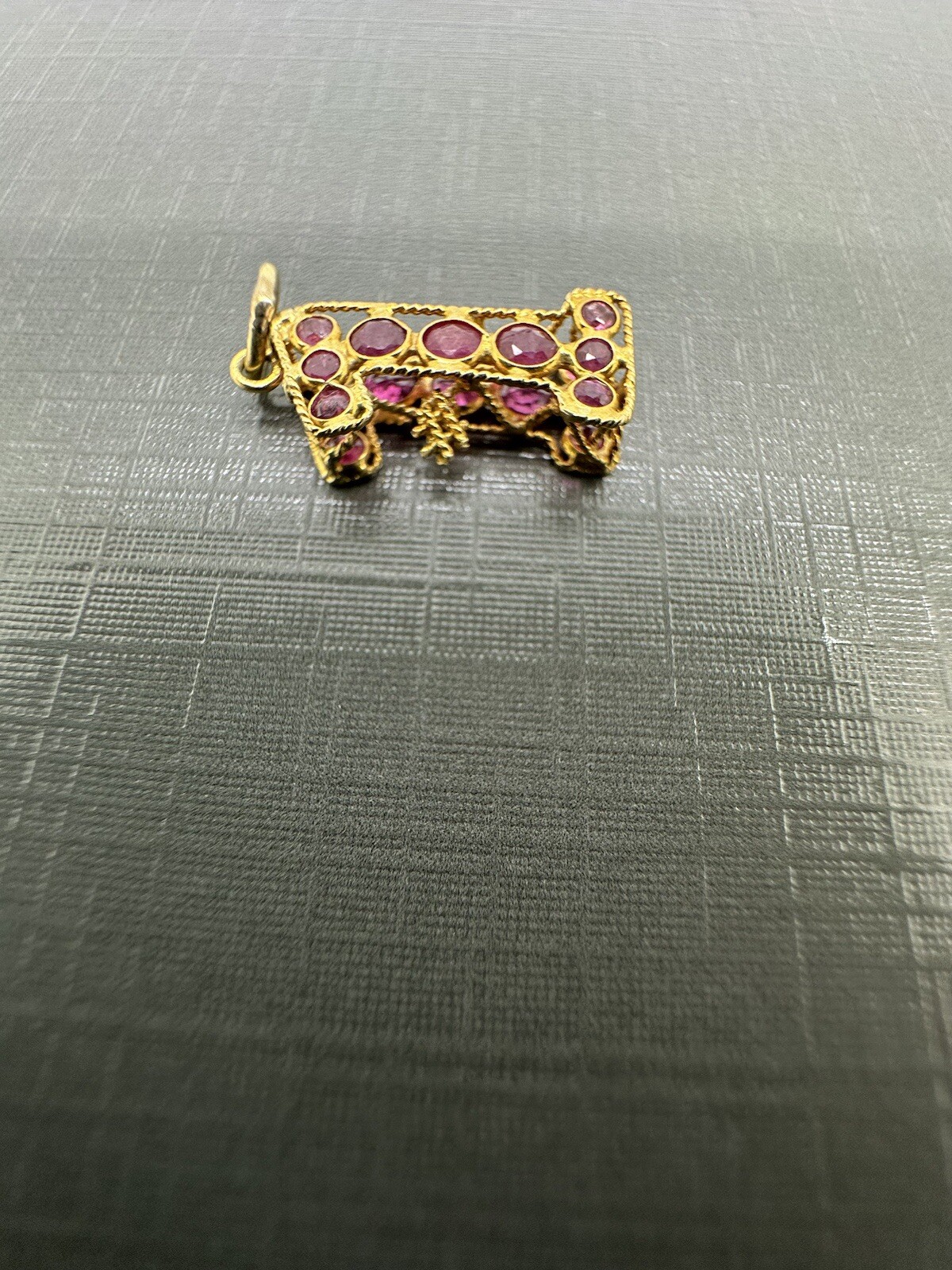 18k Yellow Gold Ruby Number 1 Birthstone First Birthday Anniversary Puff Charm