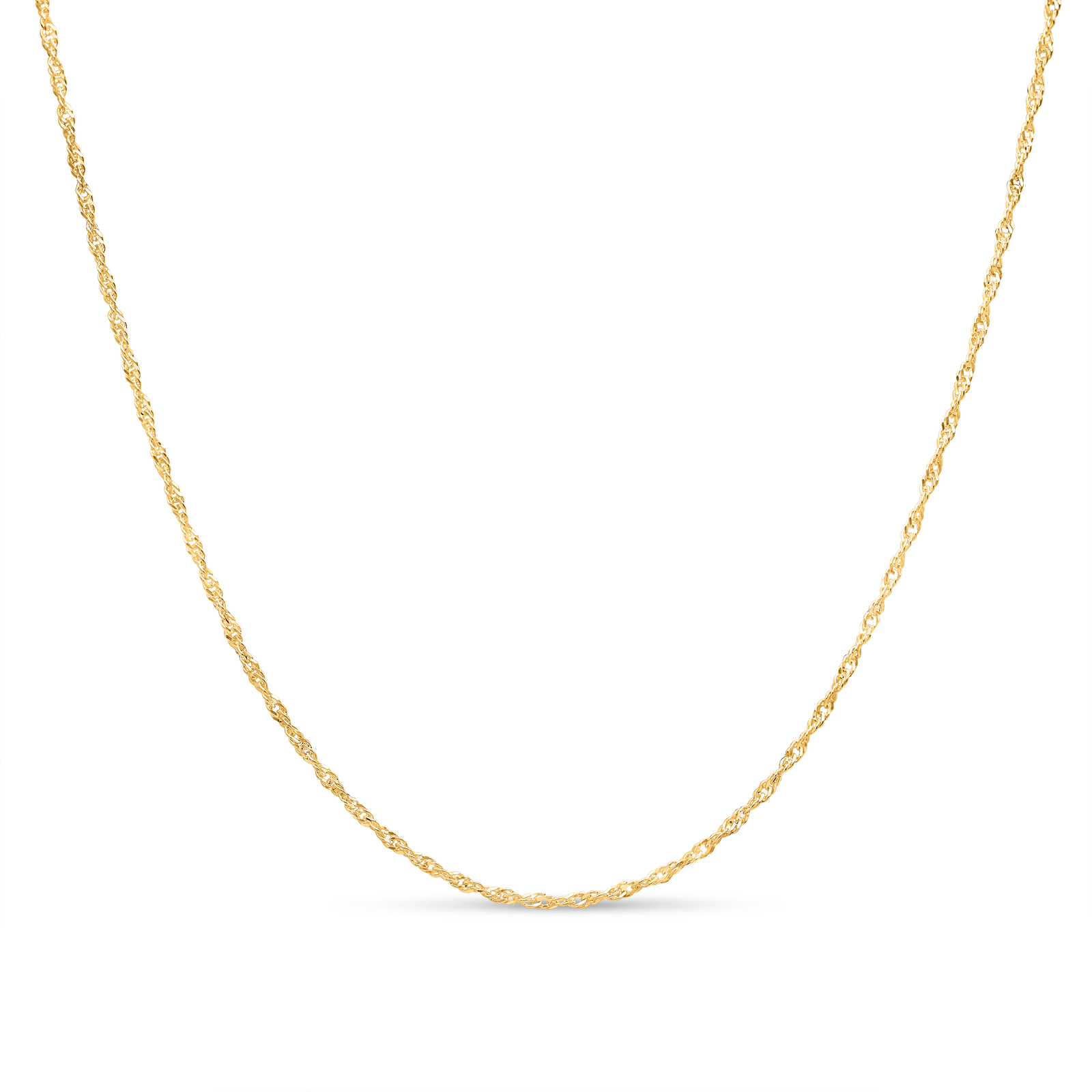 Gold Plated Sterling Silver 2mm Singapore Twisted Curb Chain Necklace, Women Men