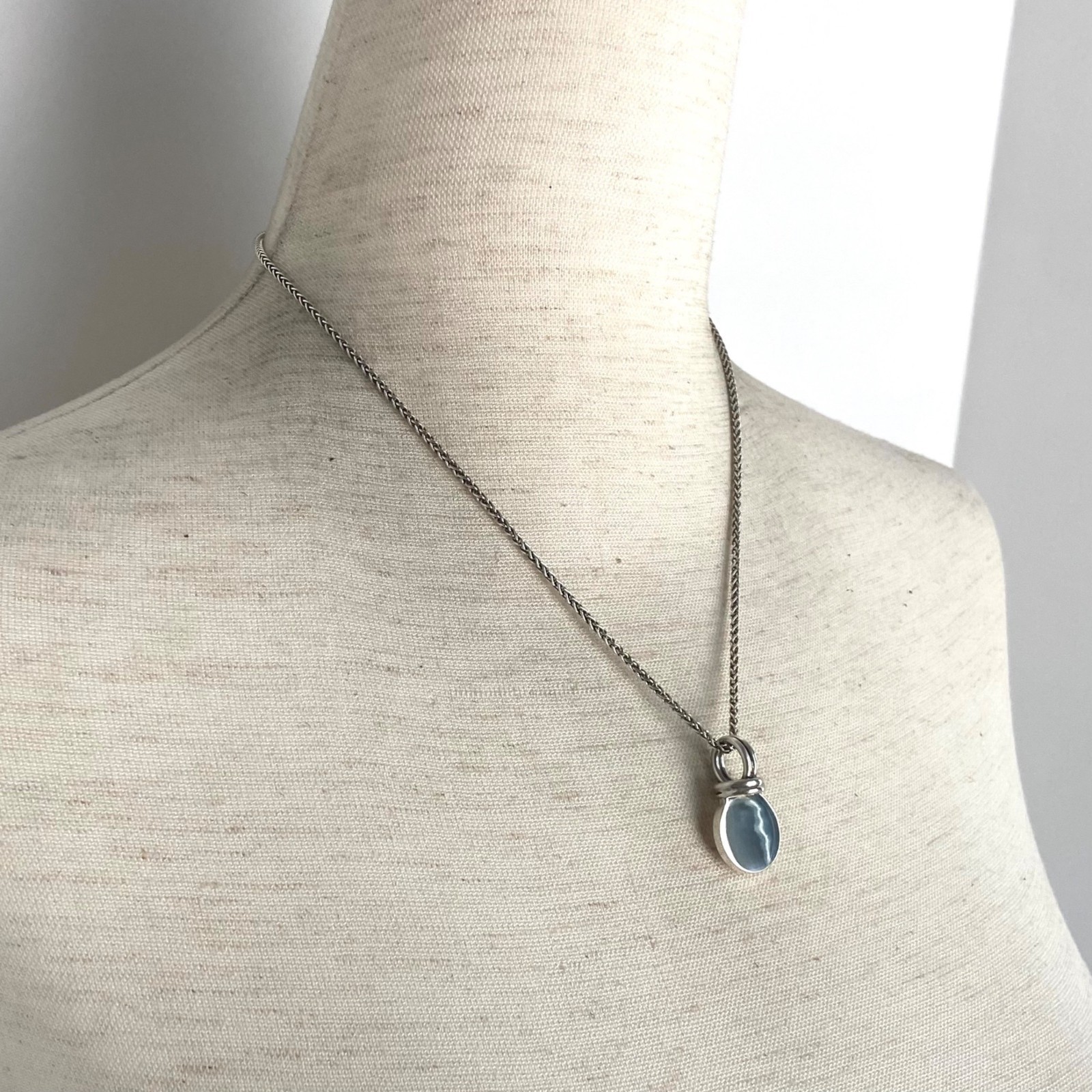Sterling Silver 925 Blank Engraveable Round Disc Pendant Necklace Foxtail Chain