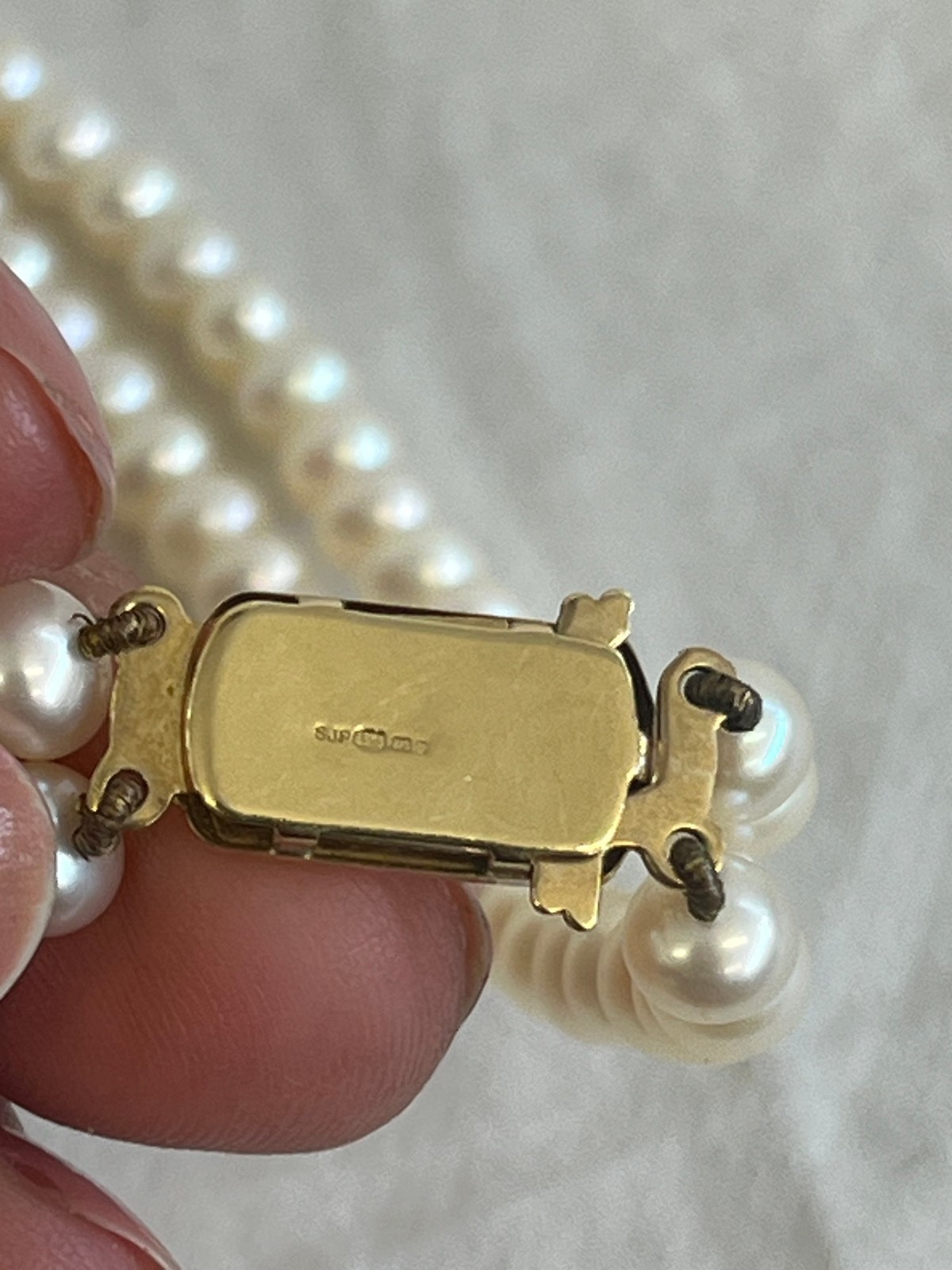 Vintage Lotus 9ct Gold Cultured Pearls Double Strand Necklace with Box