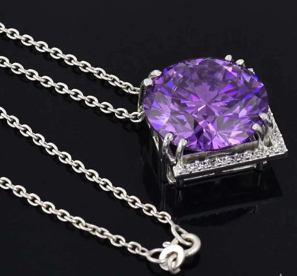 15.00 Ct Certified Purple Diamond Pendant, Tariffs FREE & Matching Studs .