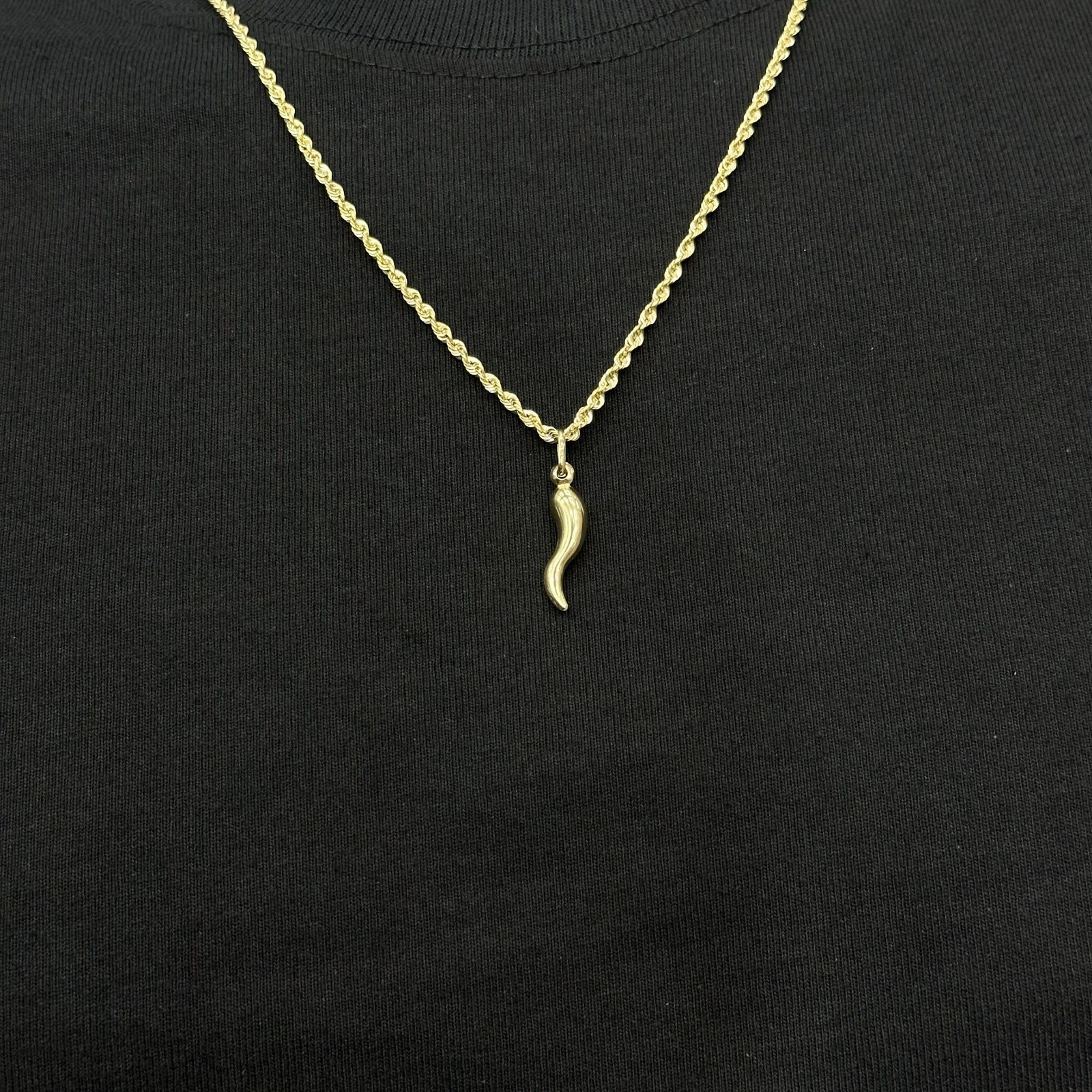 10k Real Gold Italian Horn Smal Medium Large Male Female