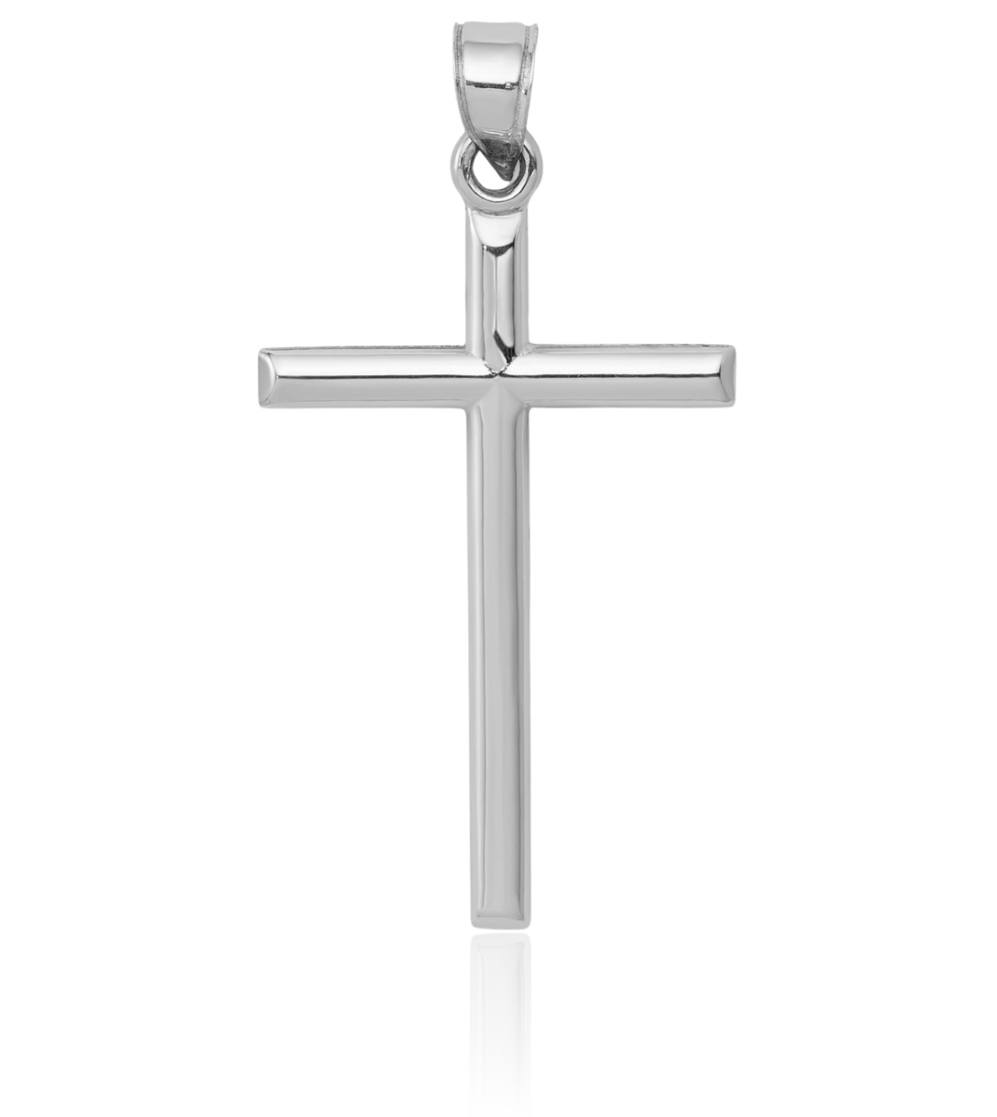 14K Solid White Gold Extra Large Cross Pendant Necklace 38mm 1-1/2 inch