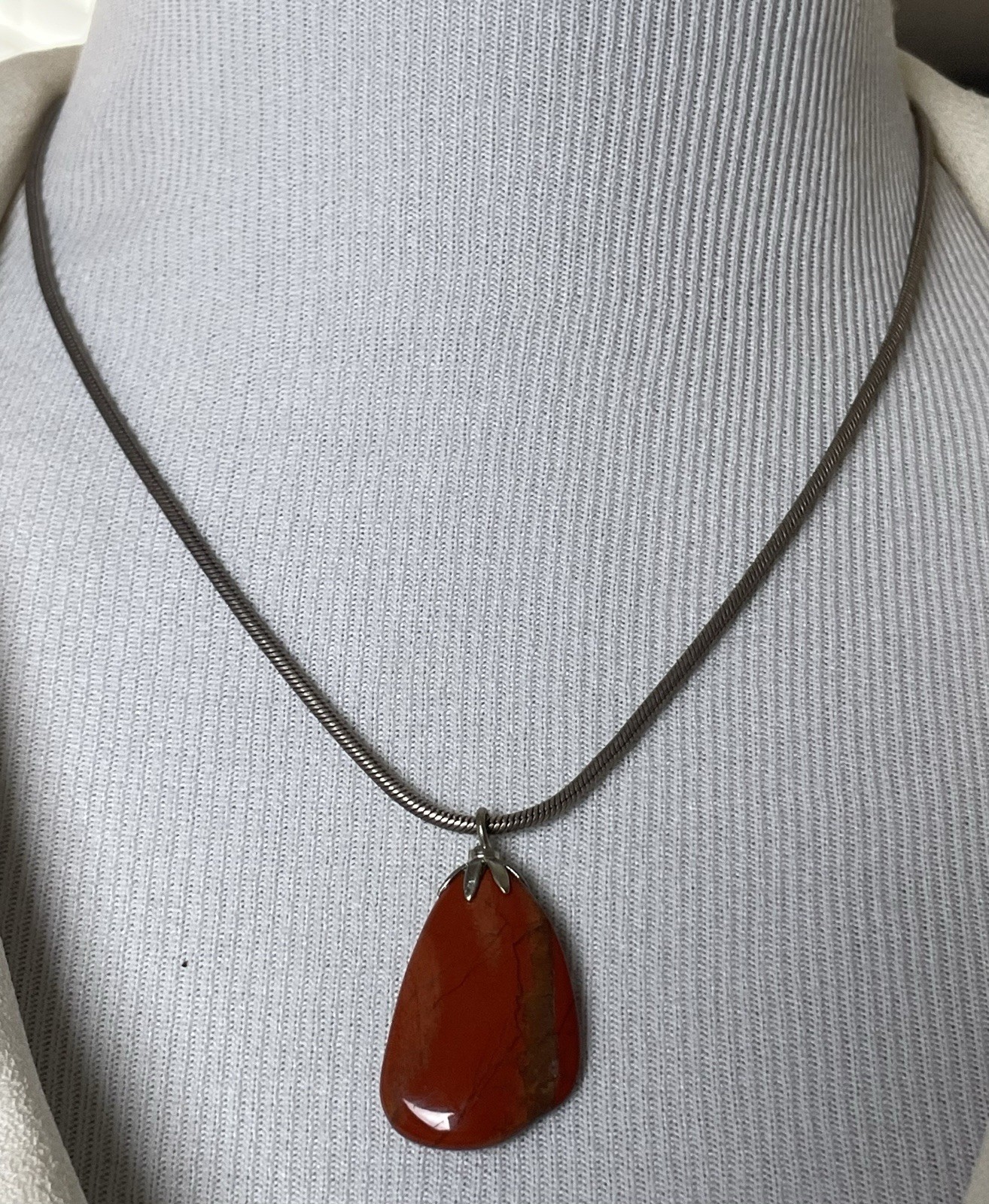 Vtg 925 Sterling Silver Tourmaline Pendant Necklace 18” Snake Chain AGI Italy