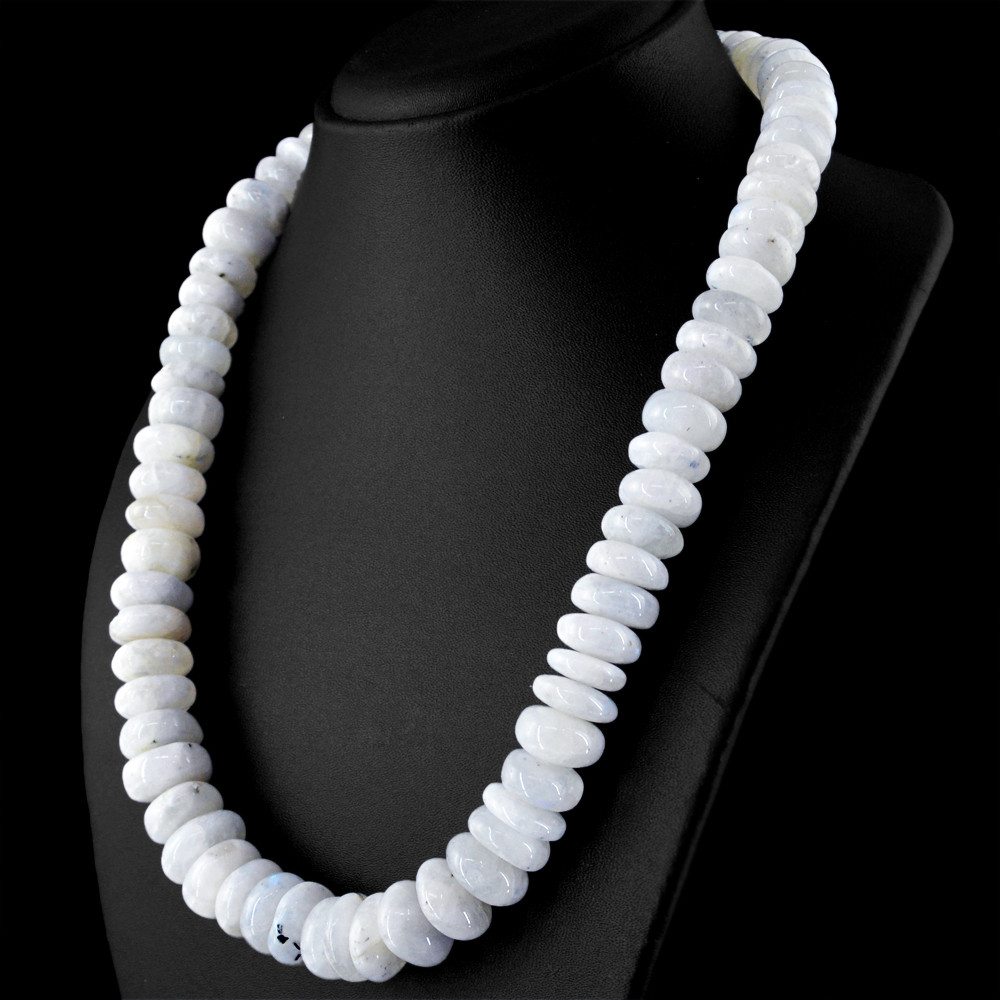 Genuine 974.50 Cts Natural Untreated Moonstone Round Shape Beads Necklace (RS)
