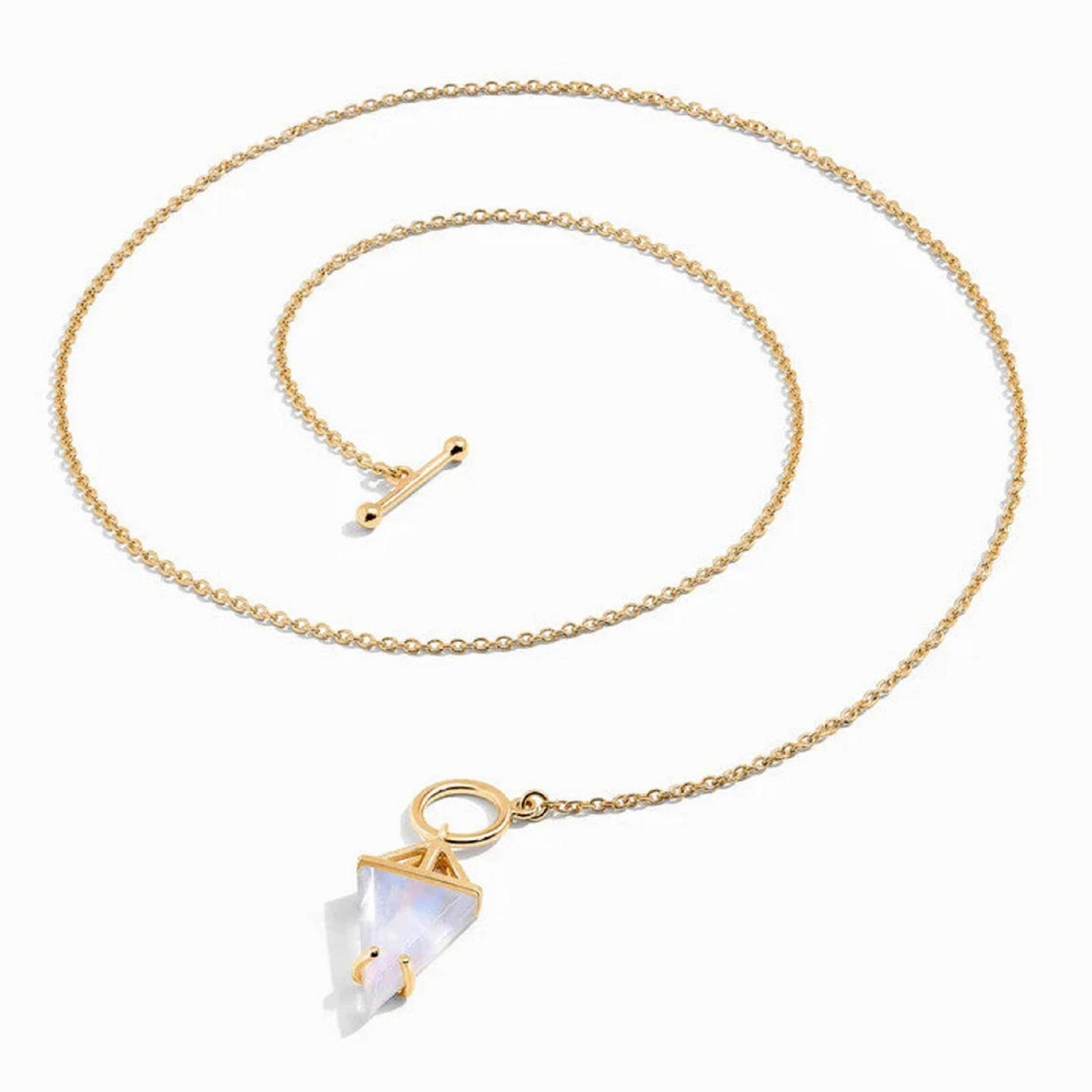 Rainbow Moonstone Necklace Silver Handmade Minimalist June Birthstone Pendant