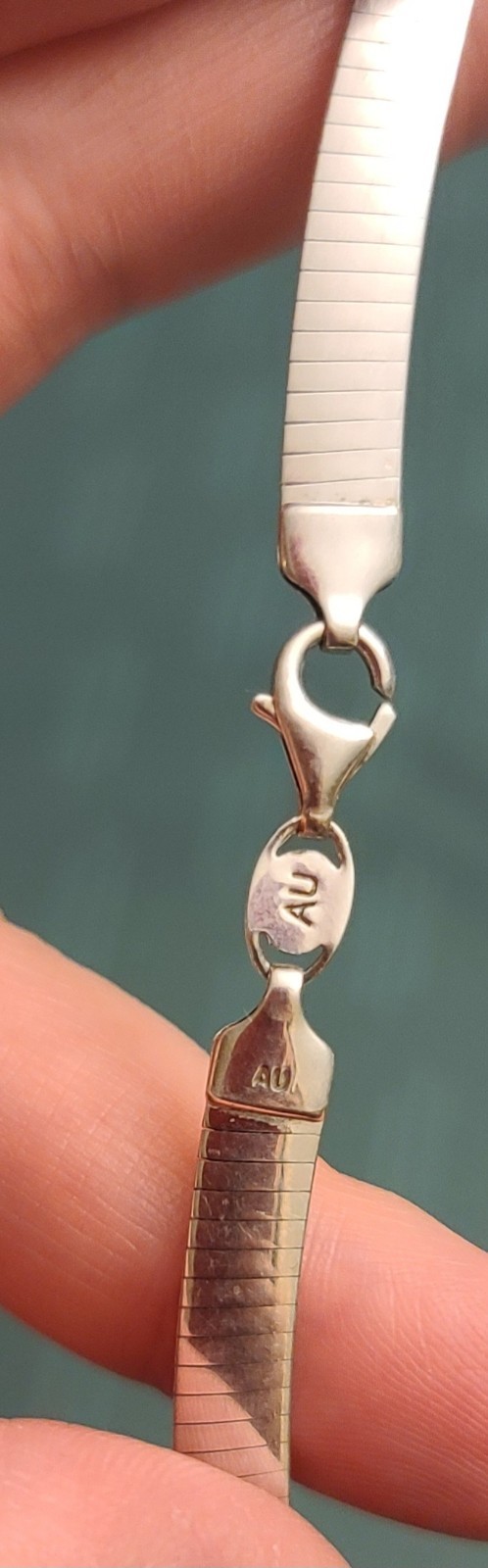 17″ Reversible 6mm Omega Necklace In 14K/SS 925 Weighing Over 18 Grams
