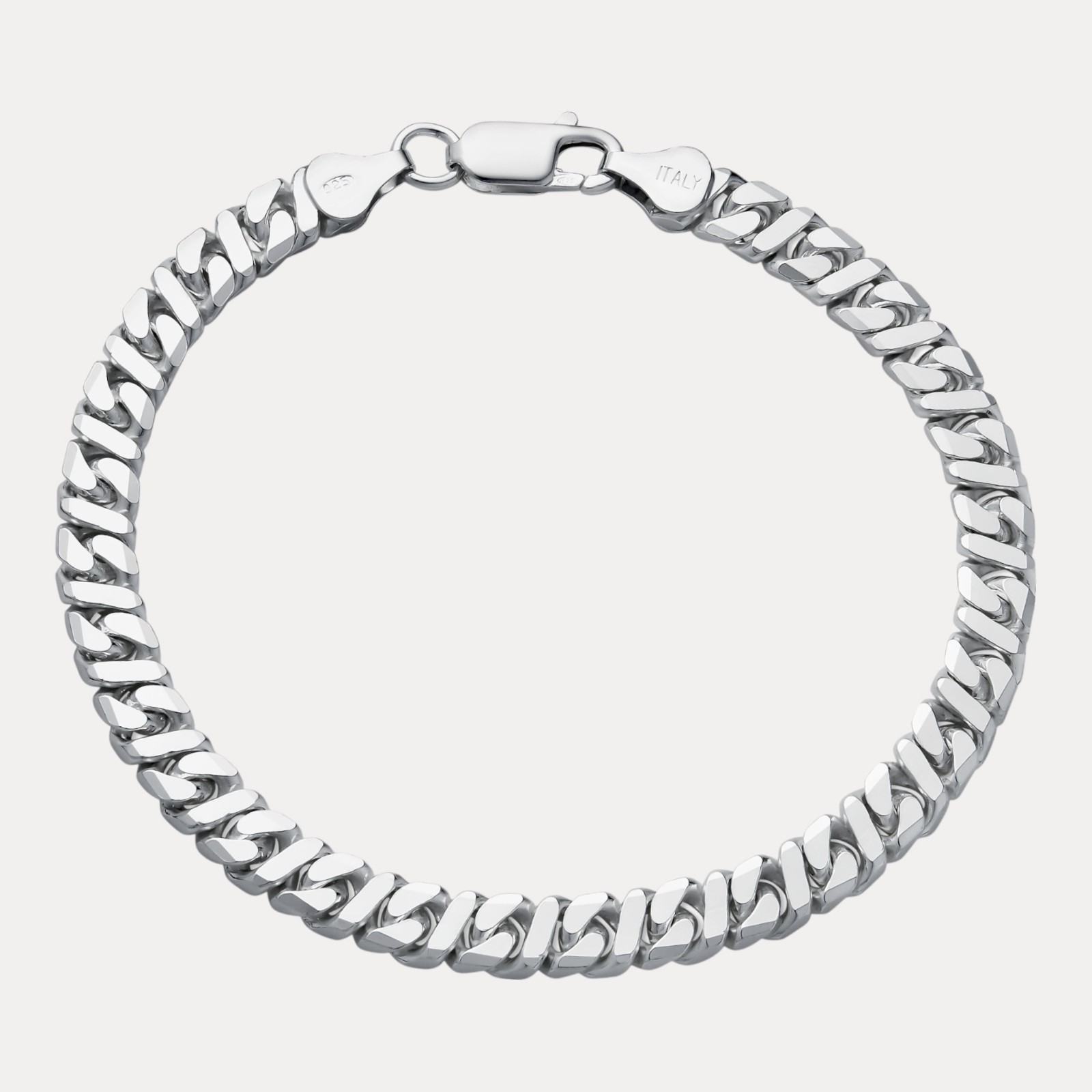 6mm Dollar Link Bracelet – Real Solid 925 Sterling Silver MADE IN ITALY