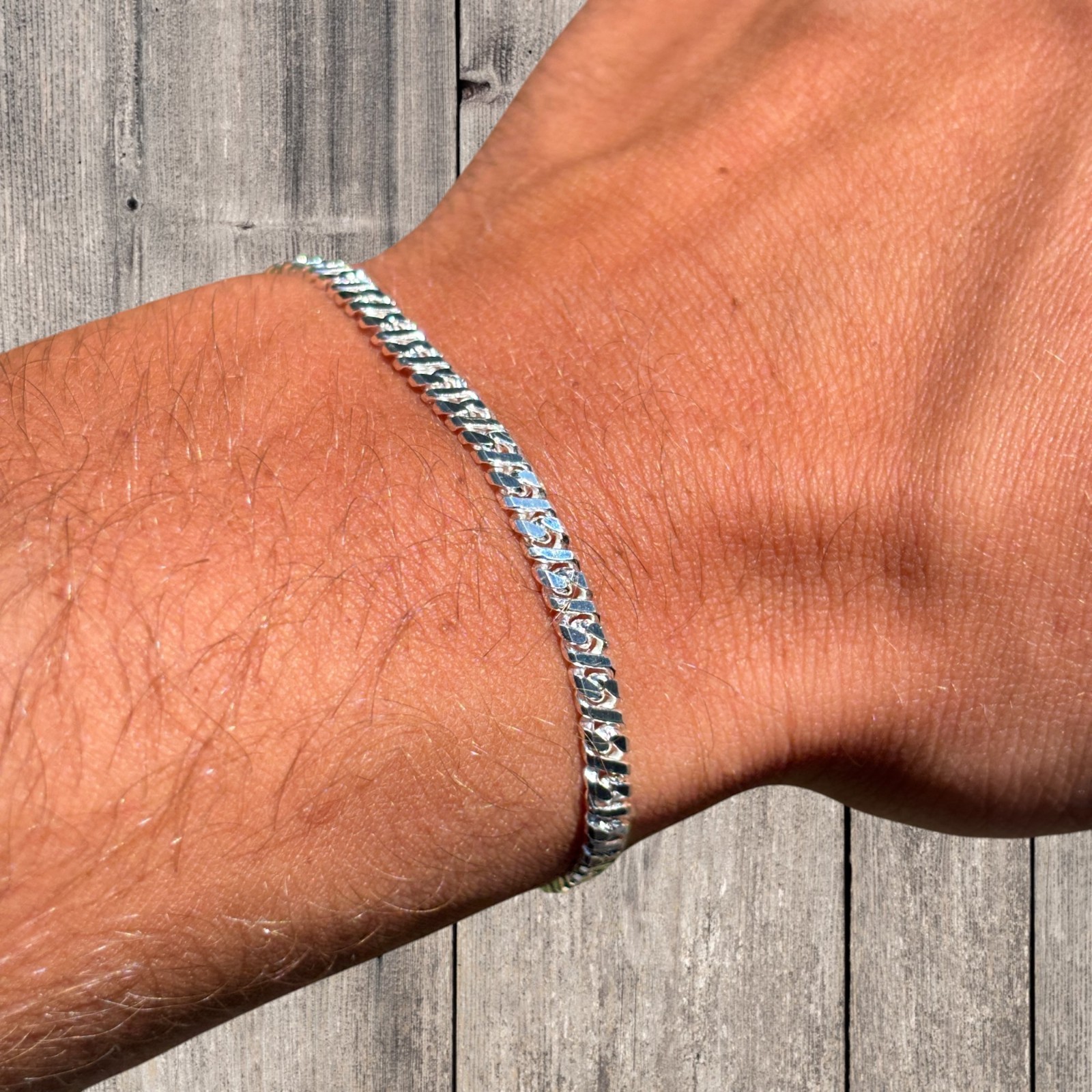 3.5mm Dollar Link Bracelet – Real Solid 925 Sterling Silver MADE IN ITALY