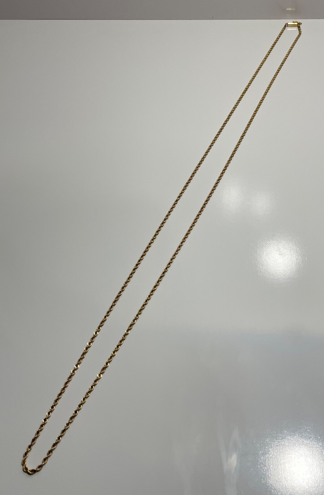 14K Solid Yellow Gold Diamond Cut 2.20mm Rope Chain Necklace Unisex 32 In.