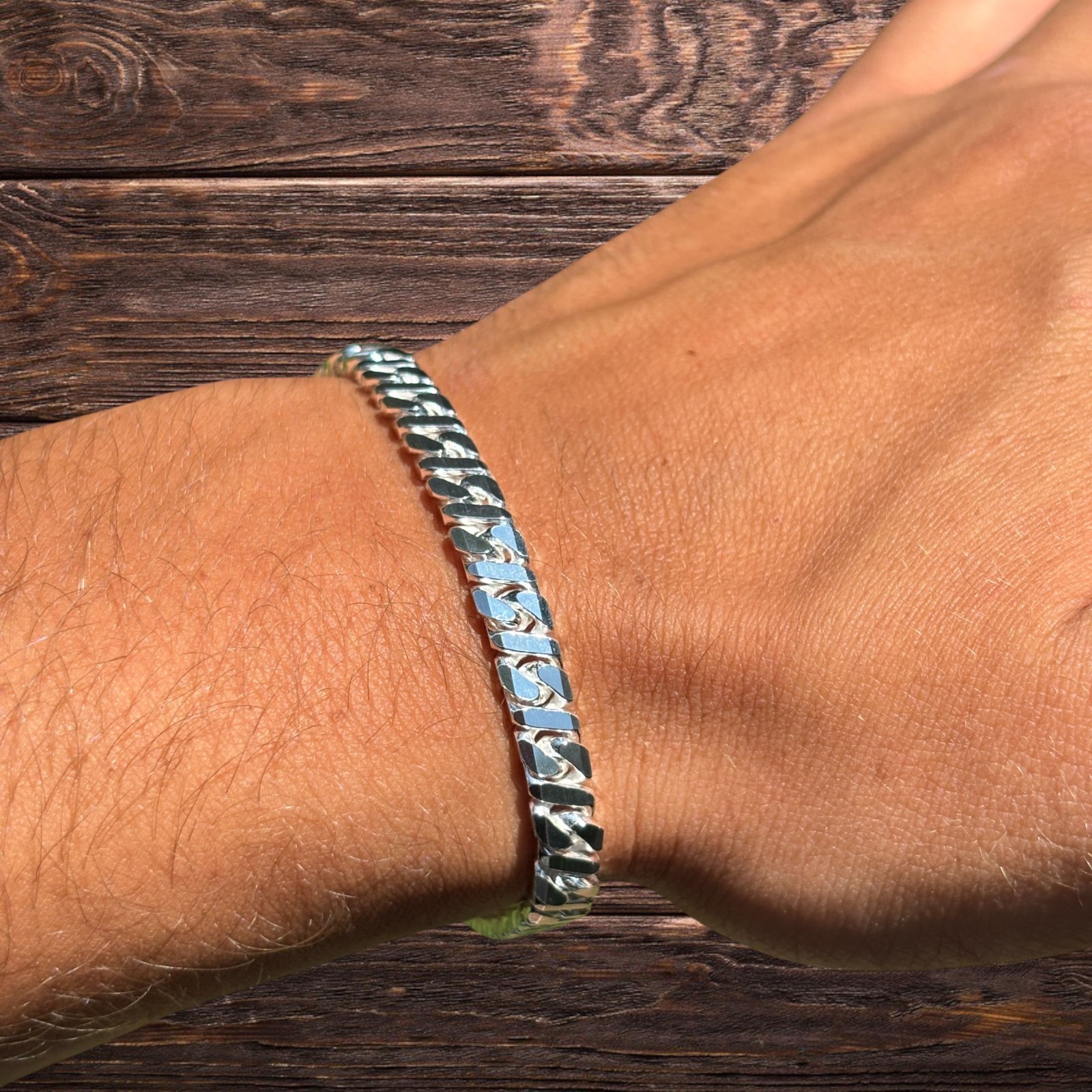 6mm Dollar Link Bracelet – Real Solid 925 Sterling Silver MADE IN ITALY