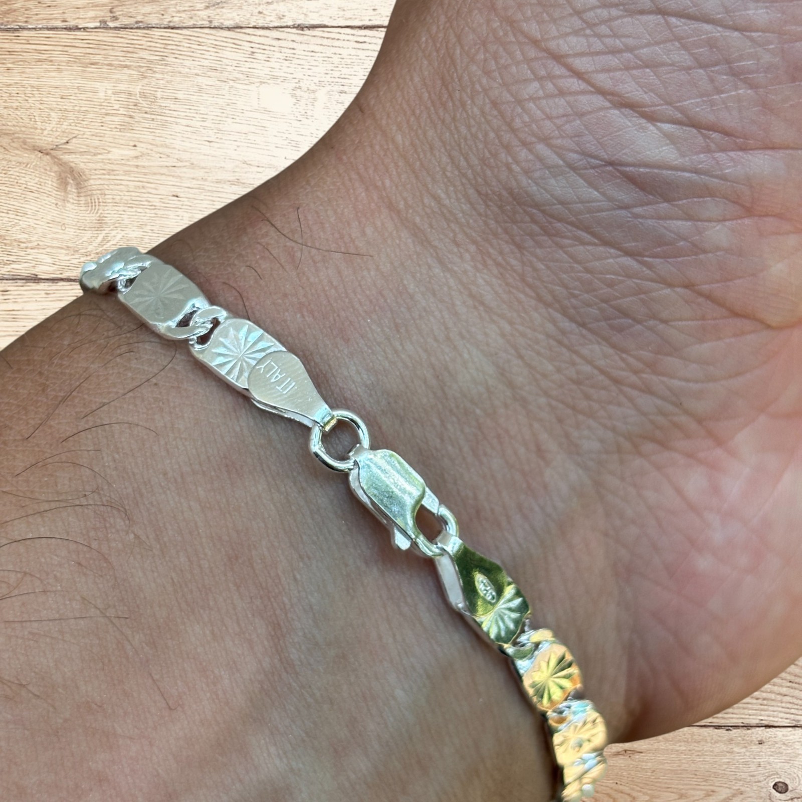 5mm Valentino Link Bracelet – Real Solid 925 Sterling Silver MADE IN ITALY