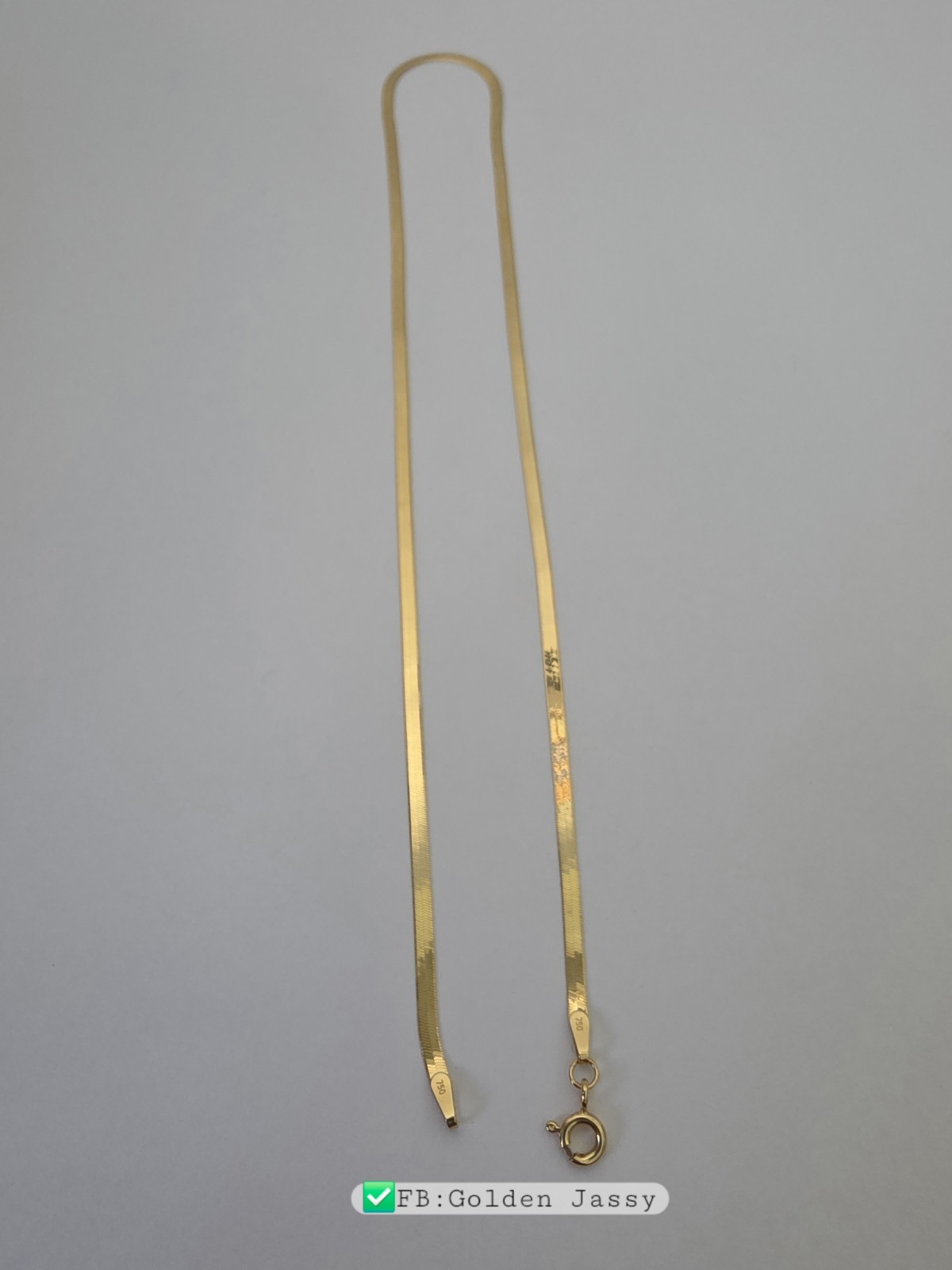 18K Real Gold Flat Chain 17.5″
