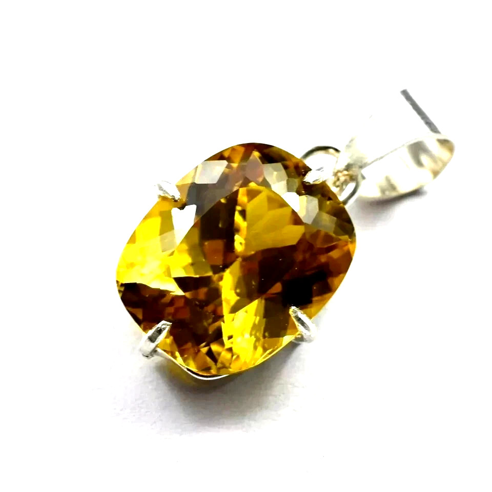Natural 25 Ct Yellow Sapphire Cushion Cut 925 Solid Silver Pendant Gemstone