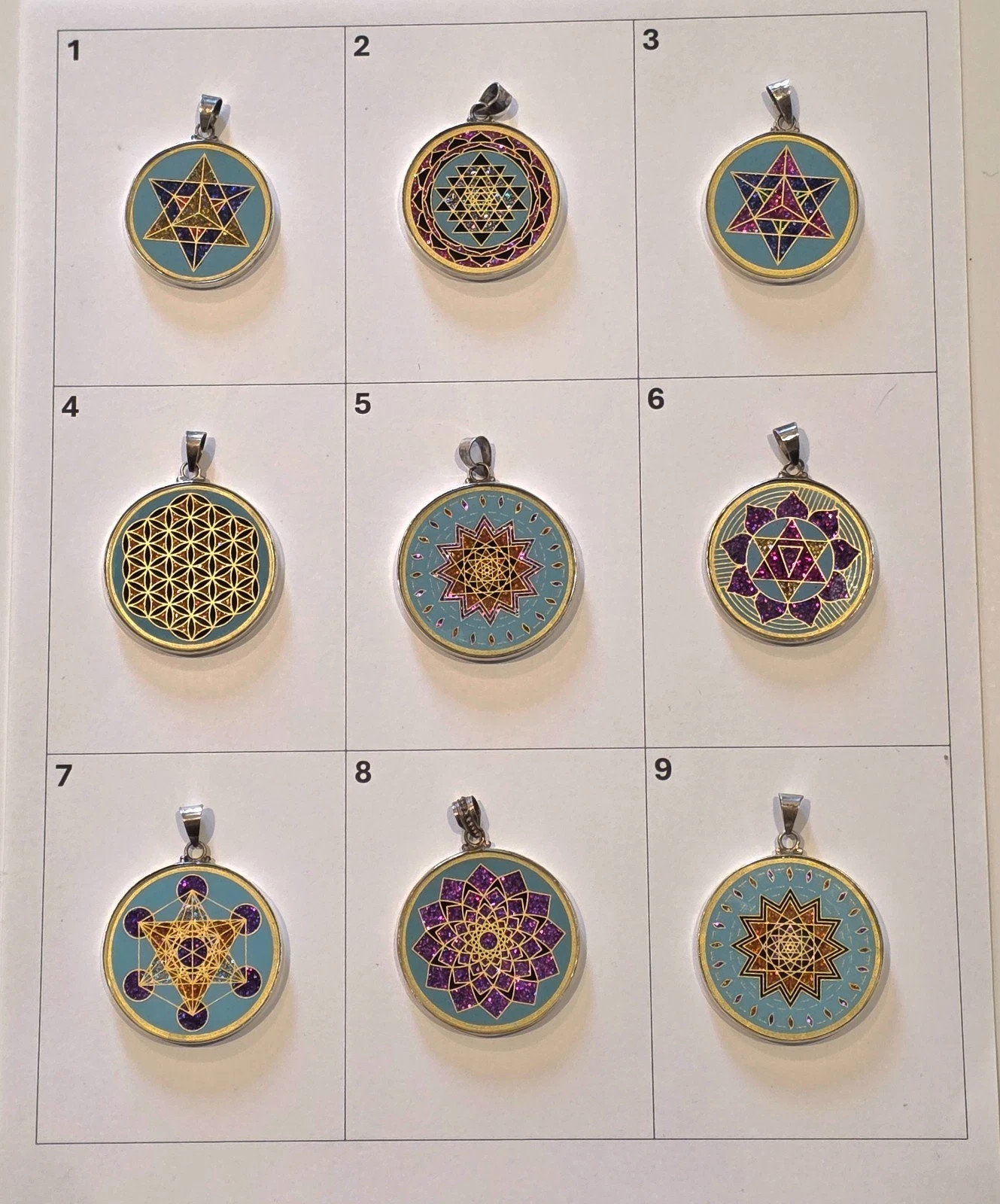 Turqoise Pendants – Sterling Silver – Sacred Geometry – Multiple Variations