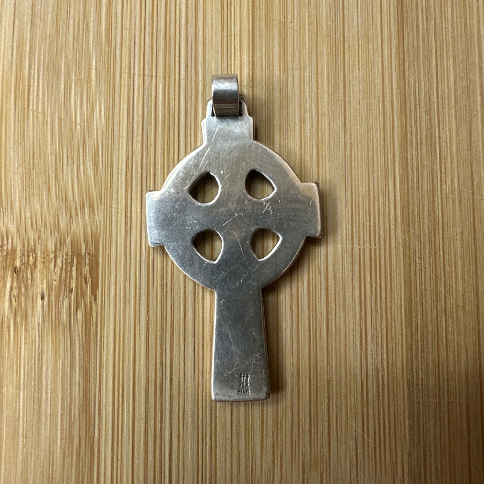 Retired Sterling Silver James Avery Large Celtic Cross Pendant With Lily 11g