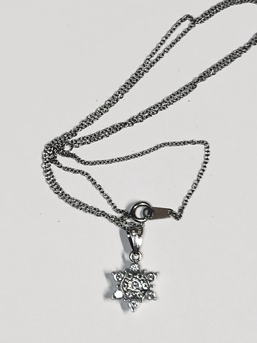 PLATINUM 0.50CT DIAMOND NECKLACE PENDANT 16″ adjustable