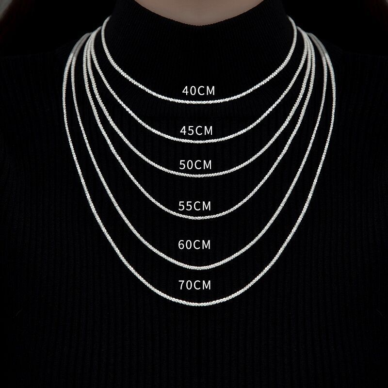 2mm Wide Woman REAL s925 Sterling Silver Starry Chain Necklace 16-28”