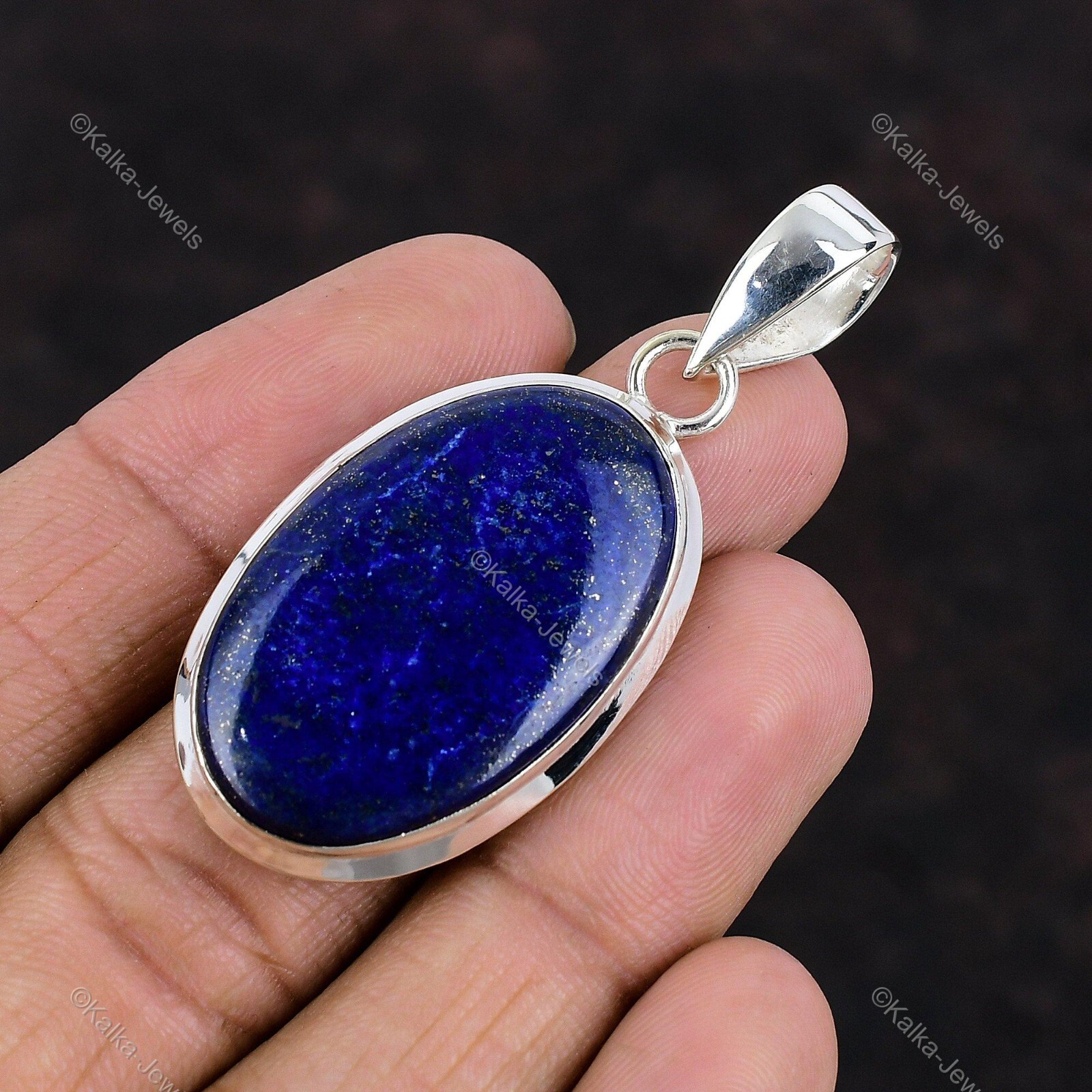 Natural Lapis Lazuli Gemstone Pendant 925 Sterling Silver Jewelry For Women