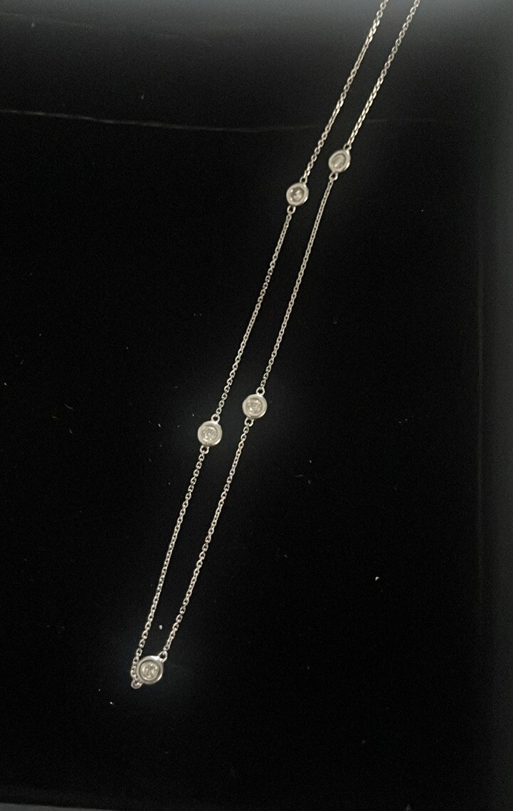 5 Stone 14k White Gold 0.50CT Natural Diamond By The Yard Station Her Pendant