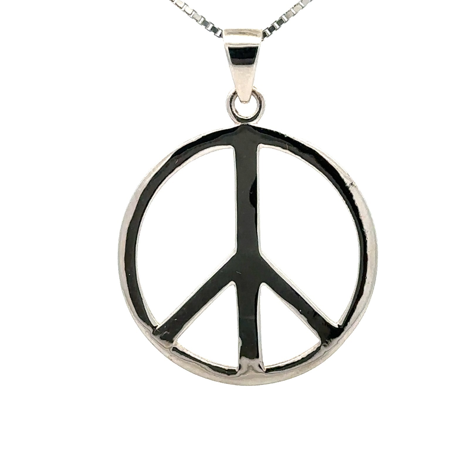 Sterling Silver Peace Sign Pendant (1 1/4 x 1 1/2 Inch)