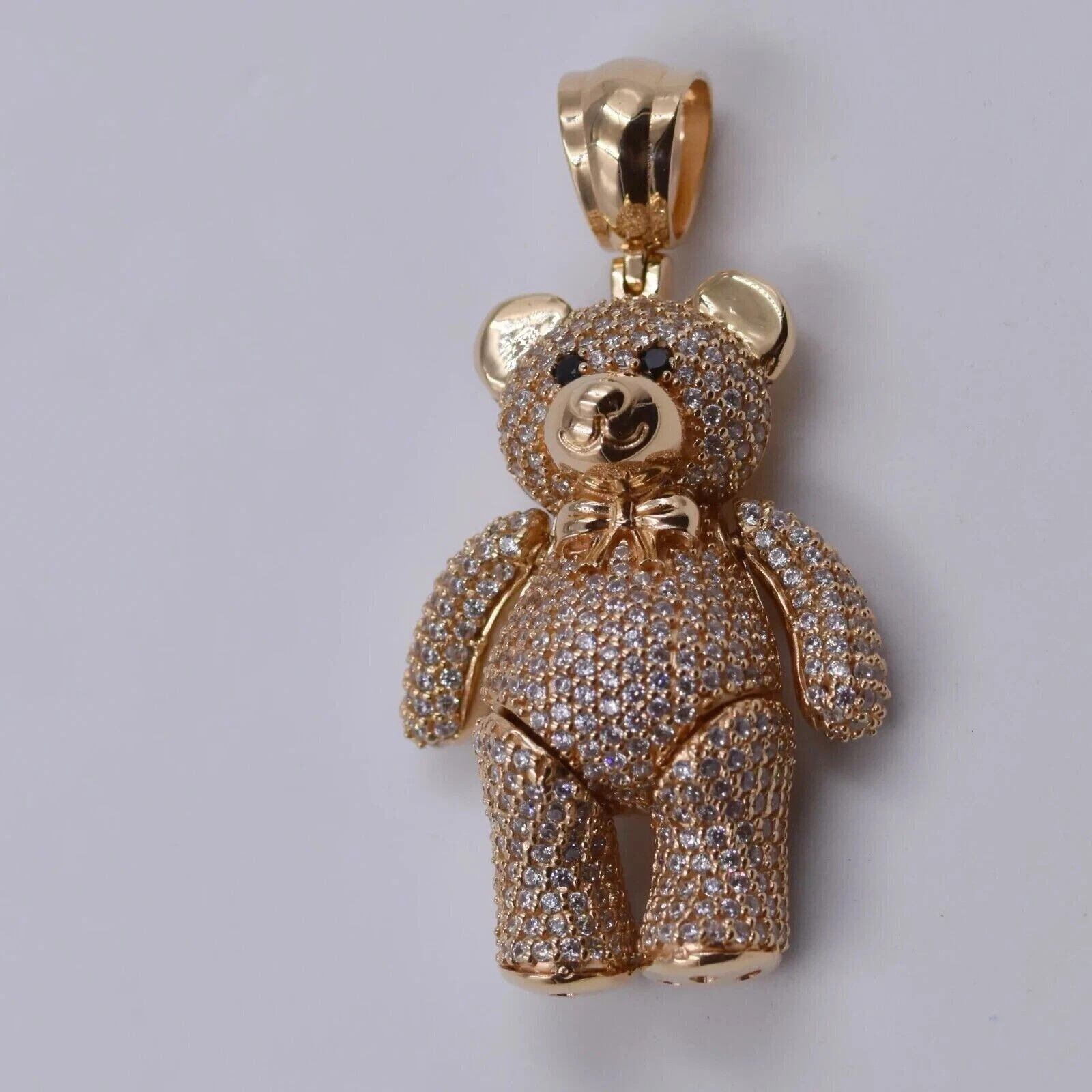 2.45Ct Lab Created Diamond Round TEDDY BEAR Pendant 14k Rose Gold Plated