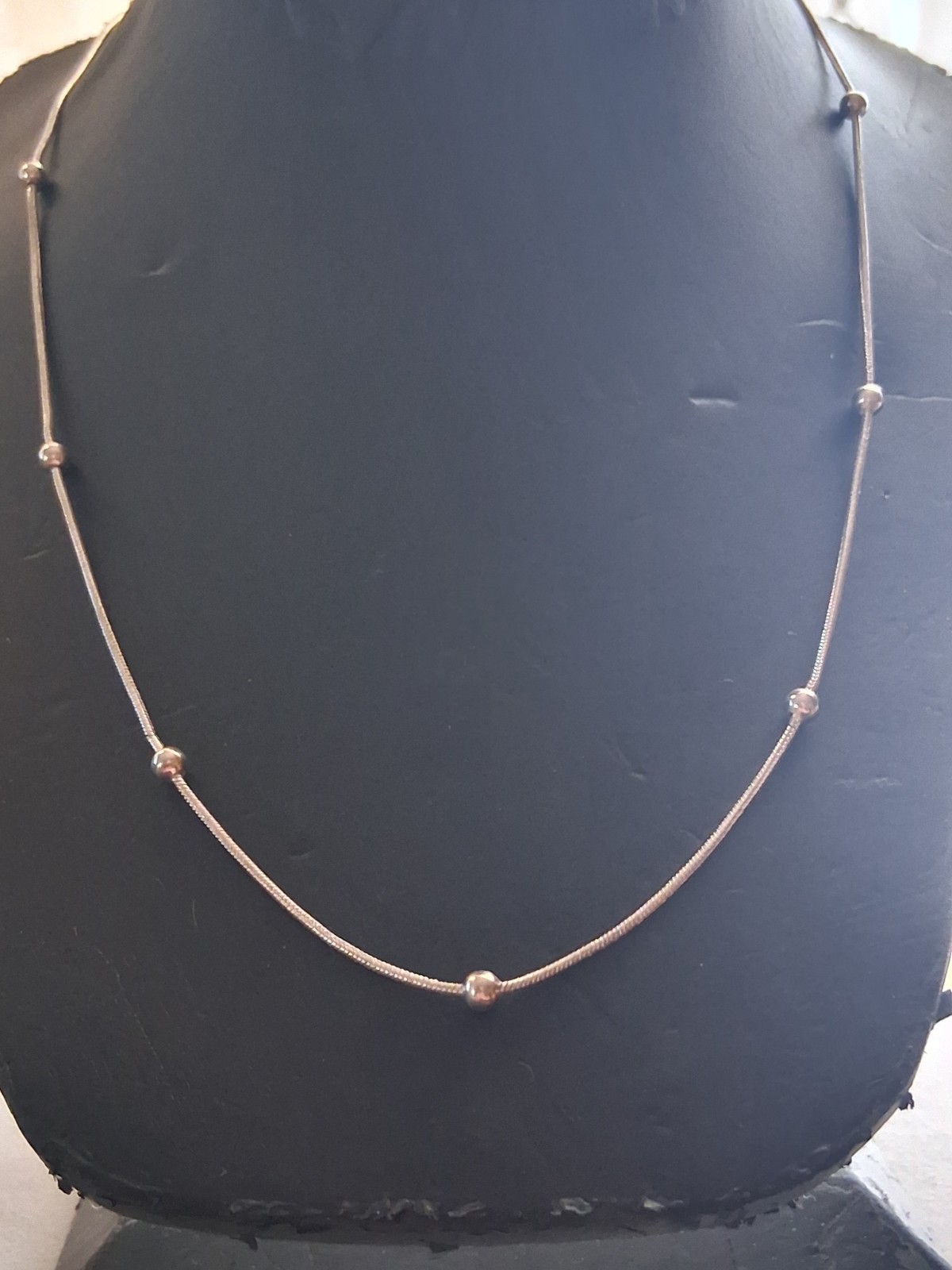Sterling silver station bead necklace 18″, 925 Italy