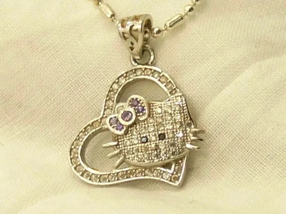 1.30 Ct Round Cut Lab Created Women’s Kitty Shape Pendant 14K White Gold Plated