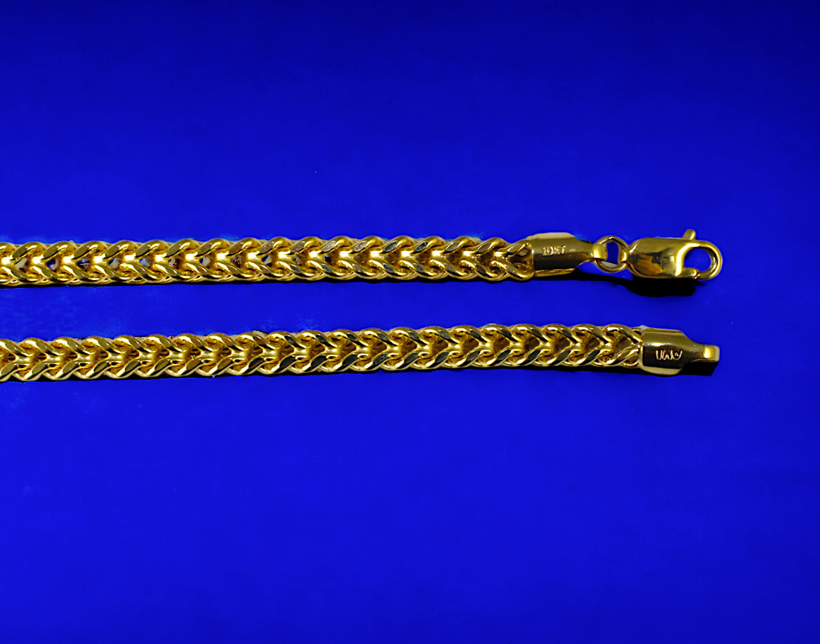 10K Yellow Gold Franco Box Square Chain Necklace Real Gold 2mm-7mm 16″-30″