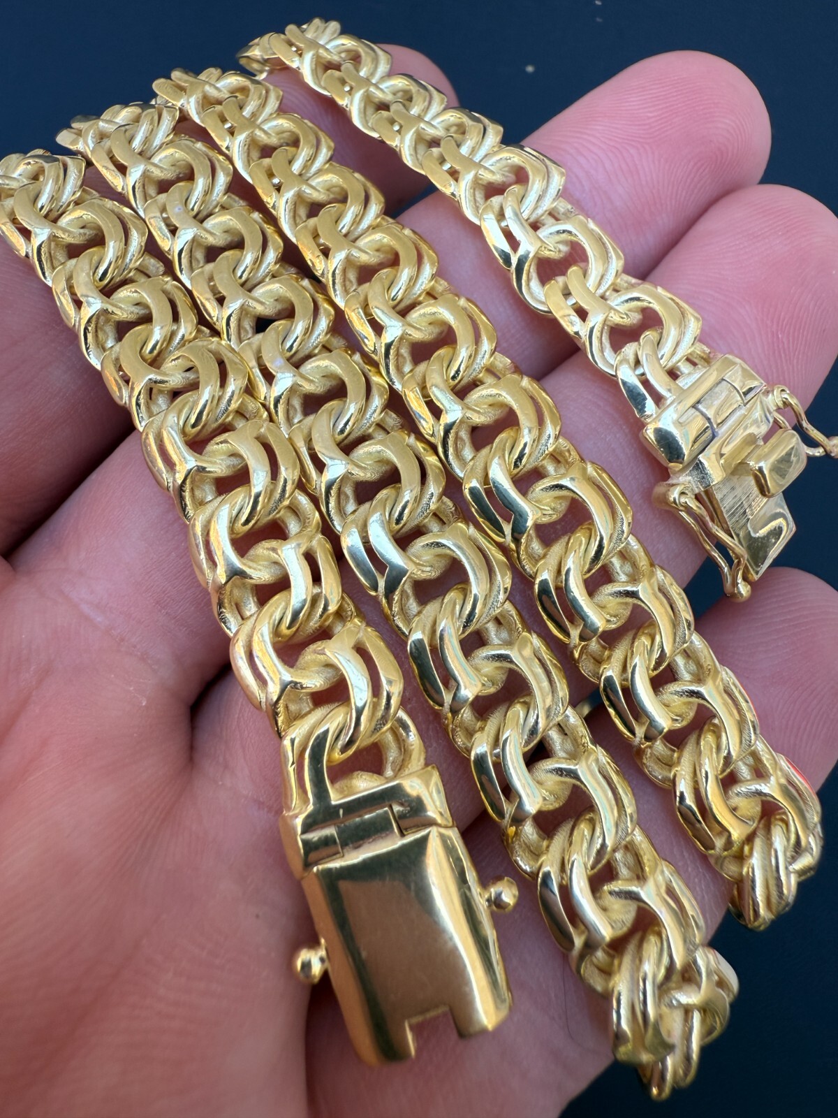 Handmade 9mm Bismark Garibaldi Chino Chain 14k Gold Over 925 Silver Necklace