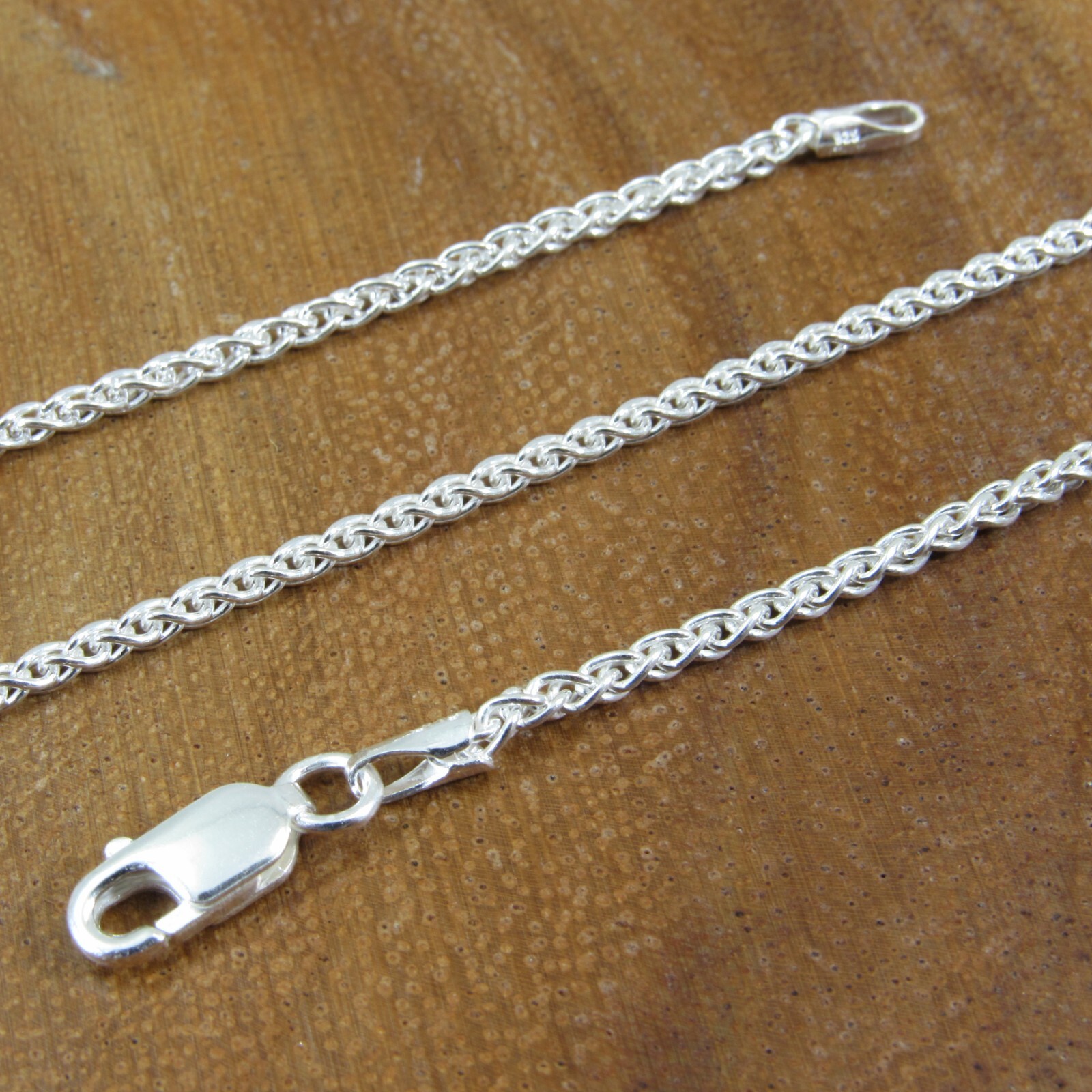 1.9MM Solid 925 Sterling Silver Italian SPIGA / WHEAT Chain Women’s Necklace