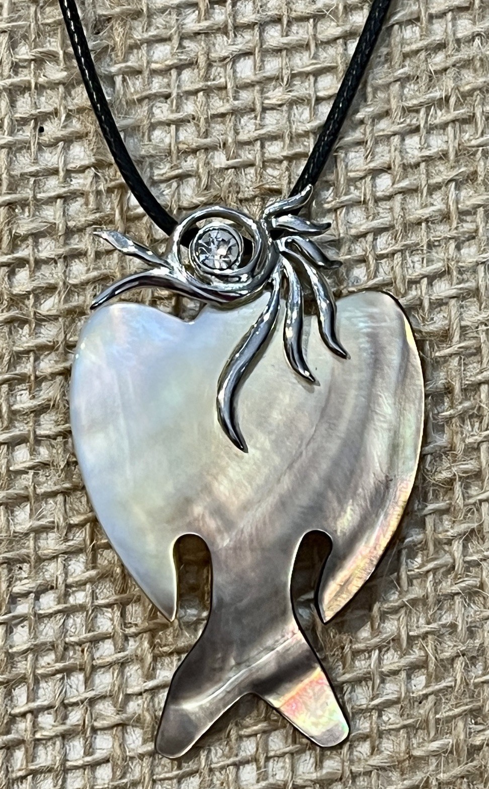 925 Sterling Silver Signed Pendant Necklace Roadrunner Bird MOP Bird Lovers