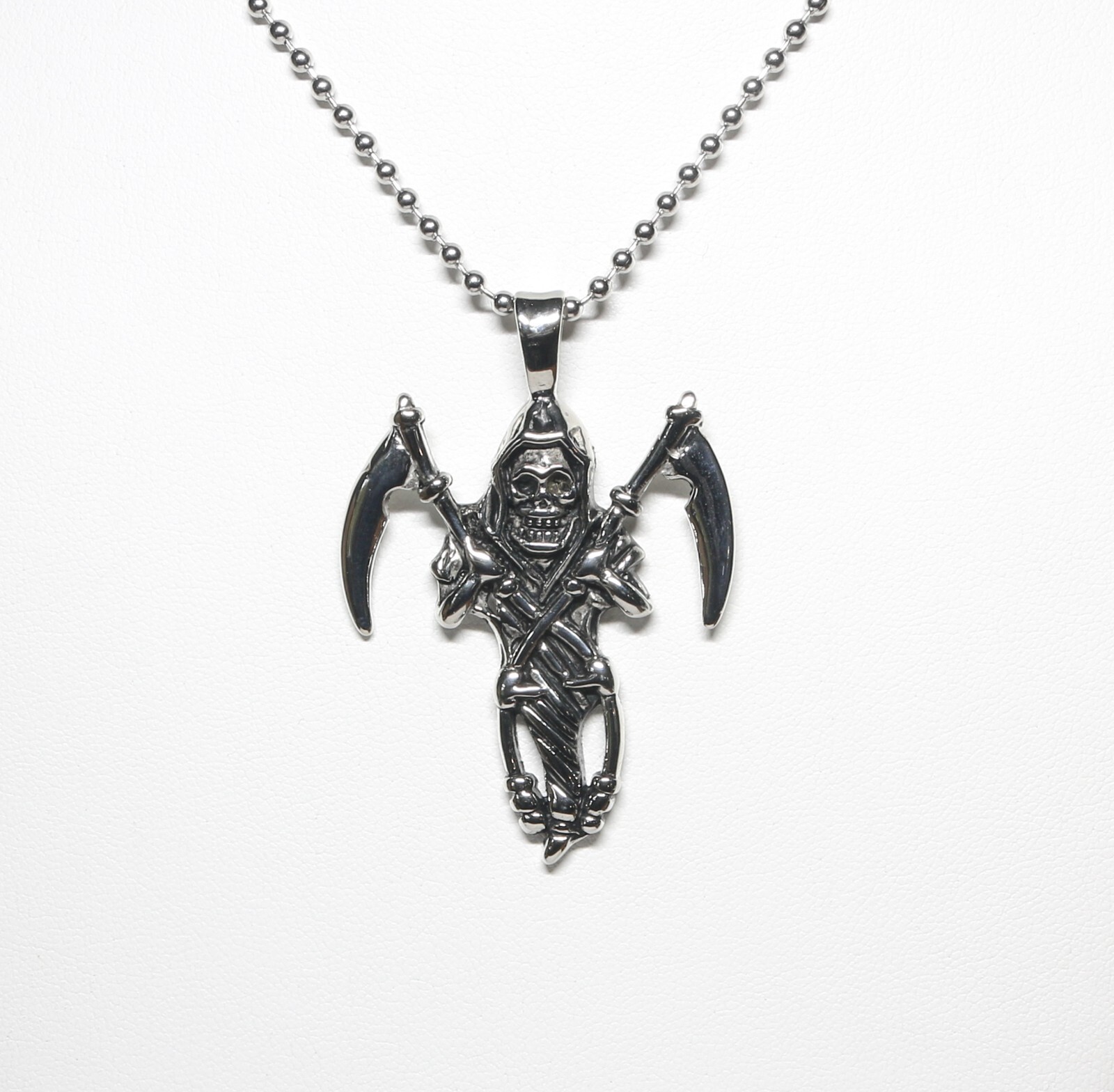 Stainless Steel Skull & Crossbones Pendant on a 22 inch Bead Chain w/Box