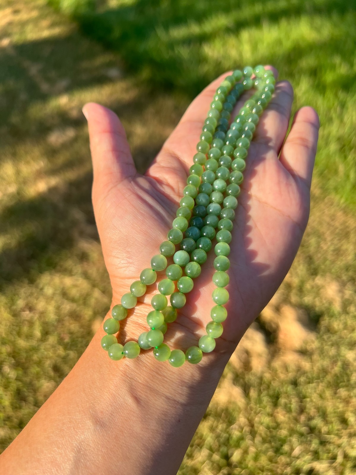 Cat’s-Eye 25″ Genuine Nephrite Jade 6mm Bead Necklace H408 b1