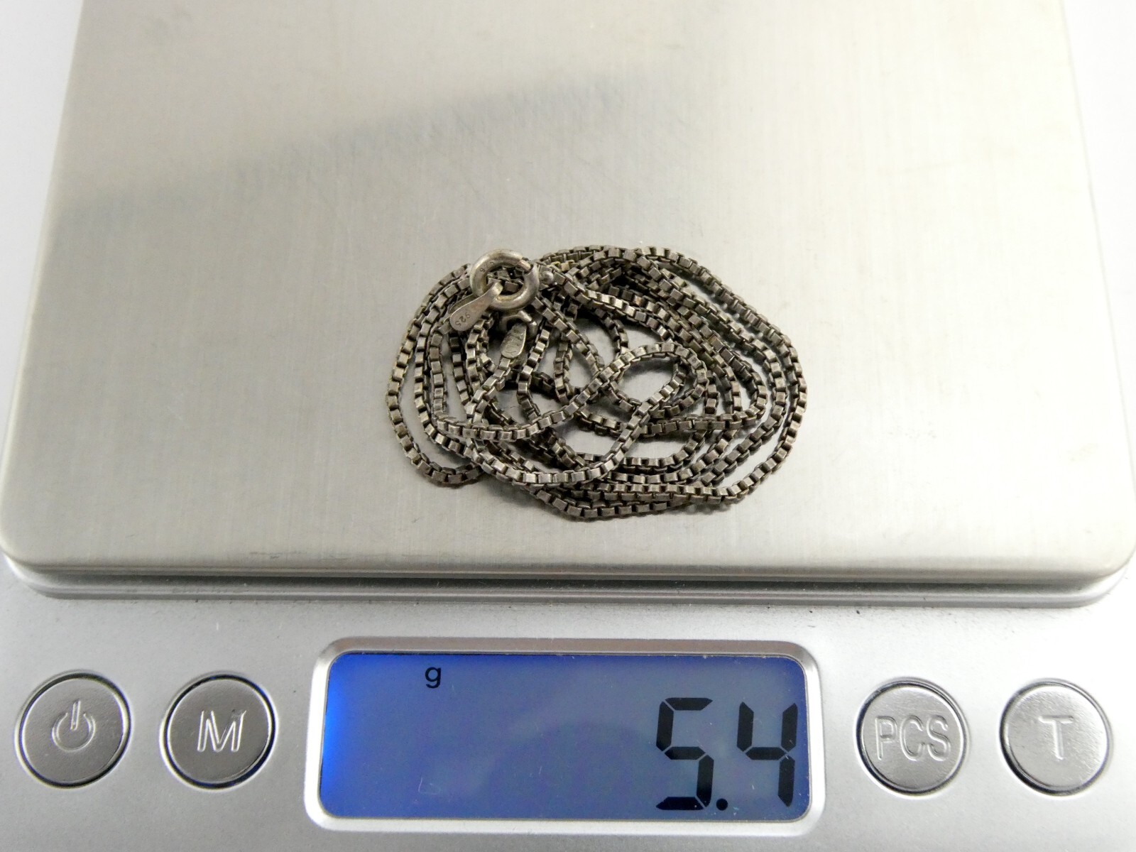 Italy Sterling Silver Box Chain Necklace 925 5.4g 24.5 Inch Length 1.26mm Thick