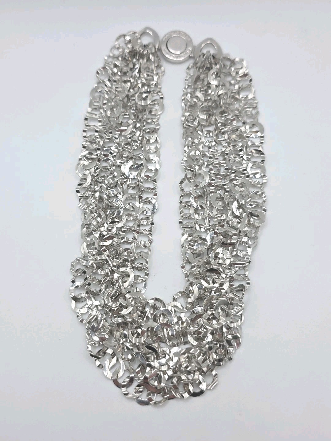 Pianegonda Italy Sterling Silver 925 Layered Statement Necklace 17.5″ 108g