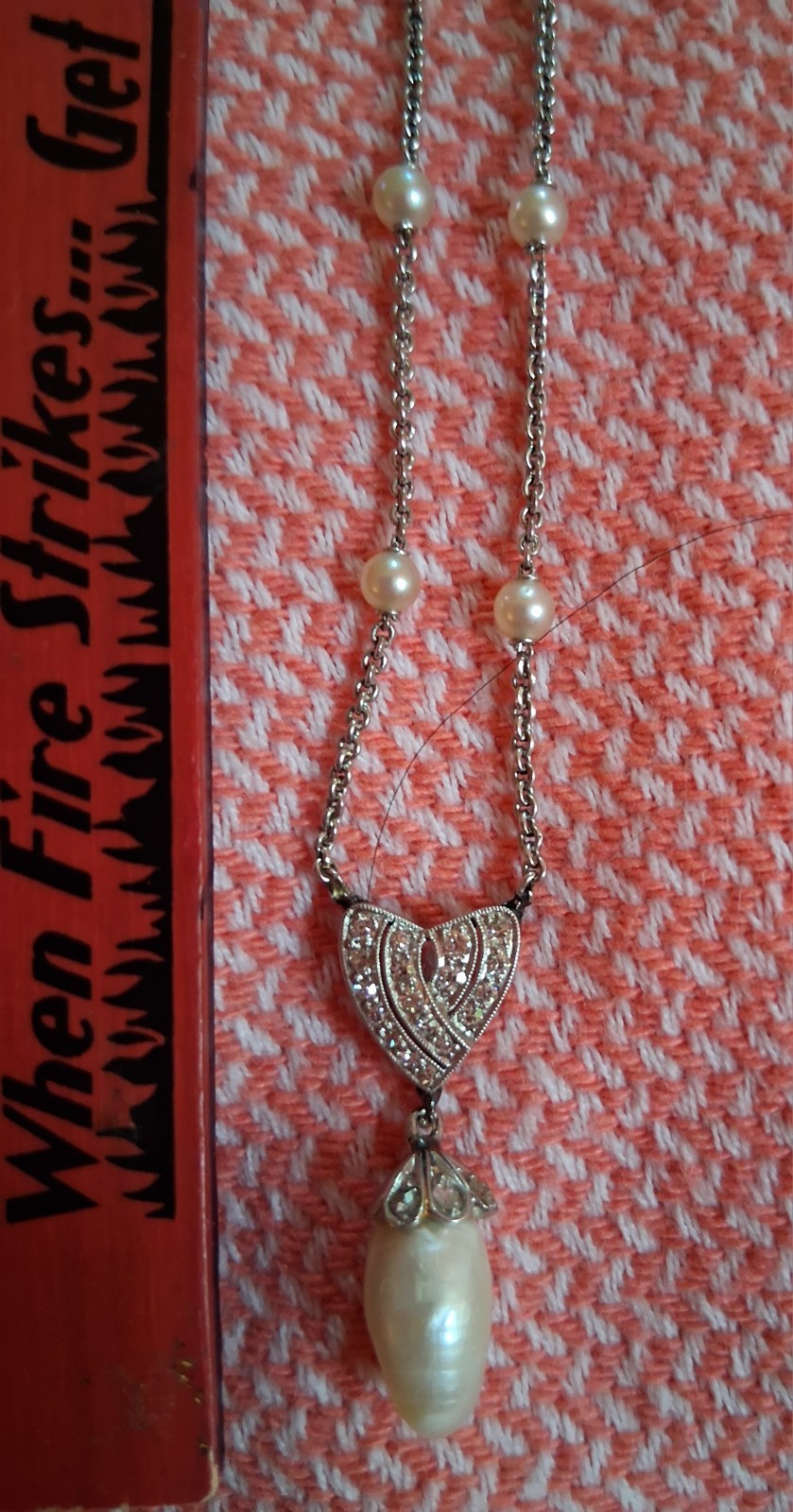 Vintage Diamond And Freshwater Pearl Necklace Circa 1920 Platinum