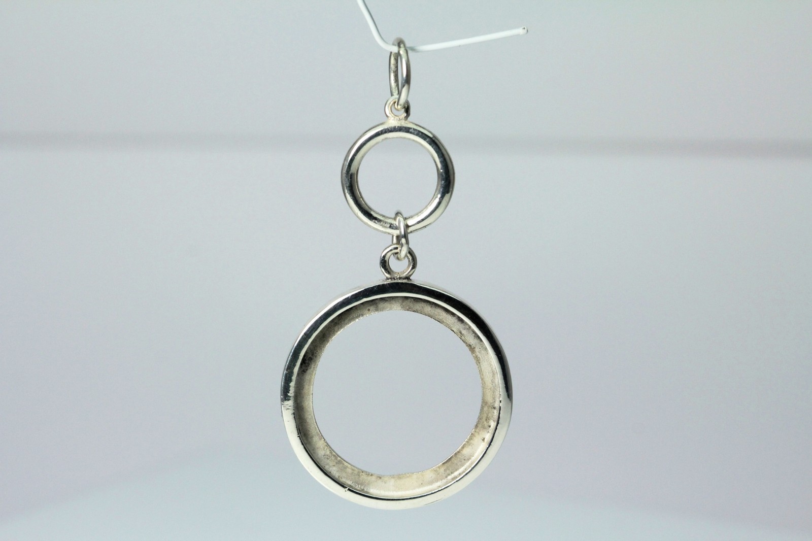 925 Sterling Silver Round Stone Setting Large Pendant 9.6 Grams (PEN3521)