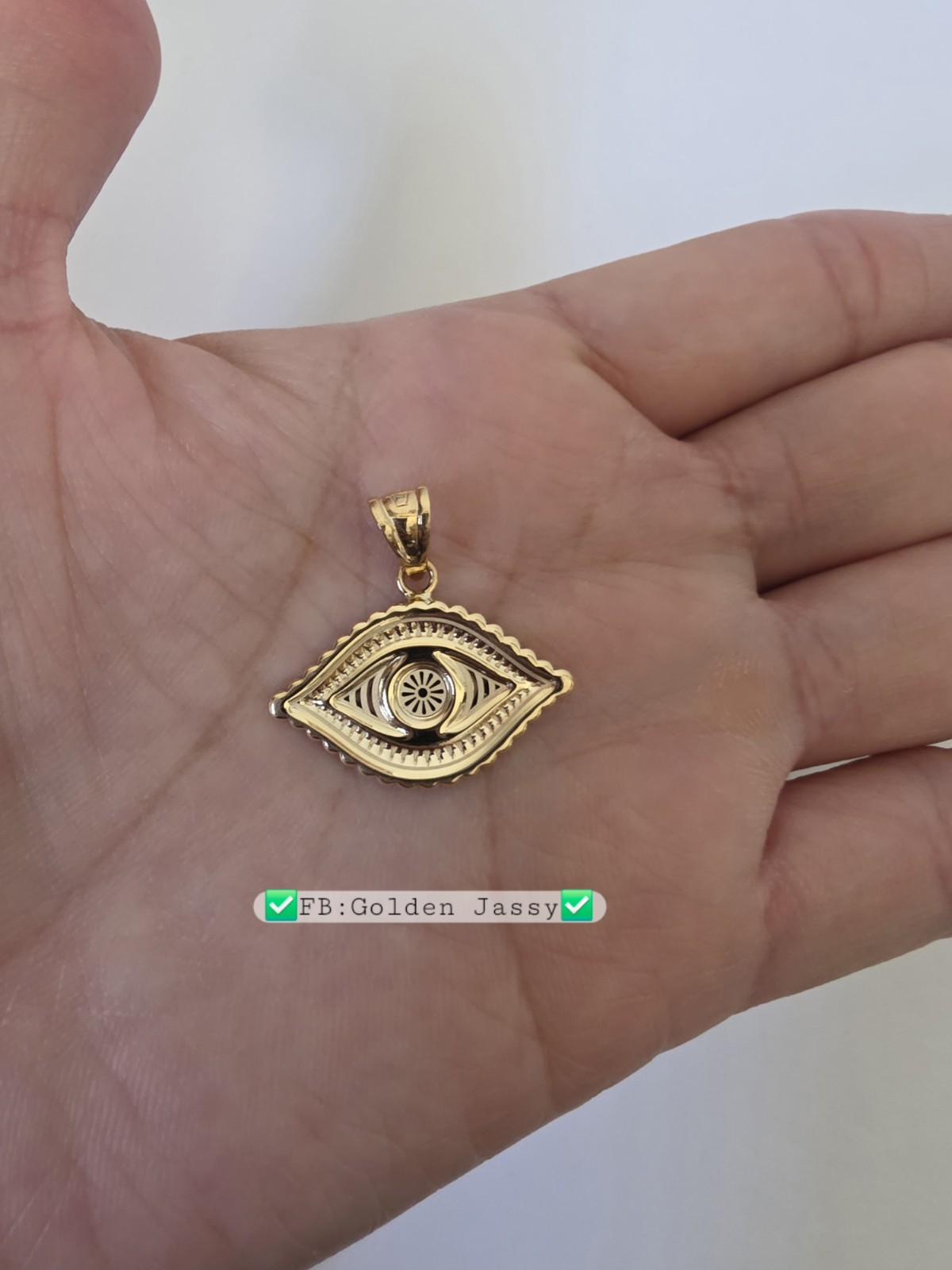 18K Real Gold Evil Eye Pendant