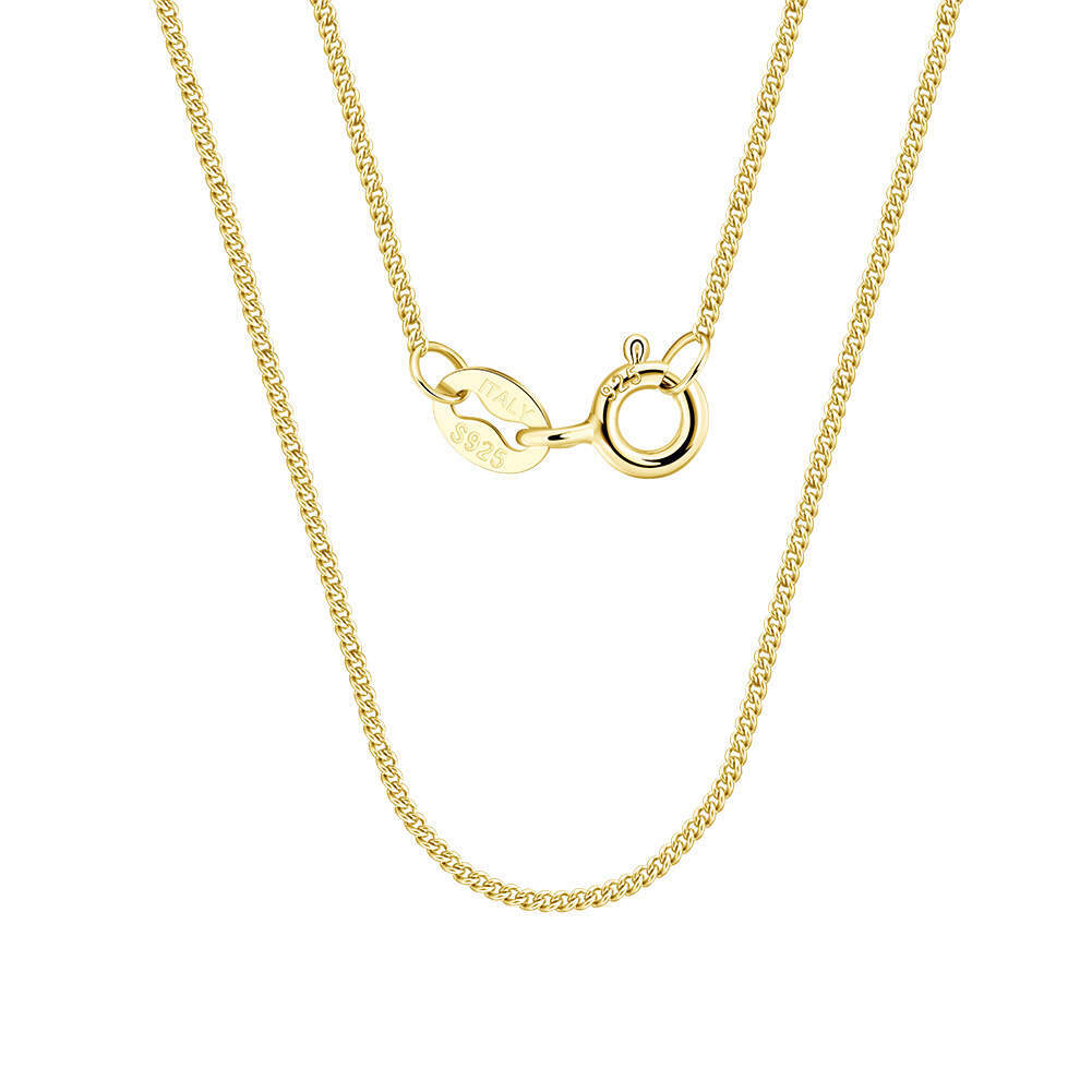 18CT YELLOW GOLD & SILVER CURB CHAIN / NECKLACE – 14″ 16″ 18″ 20″ 22″ 24″