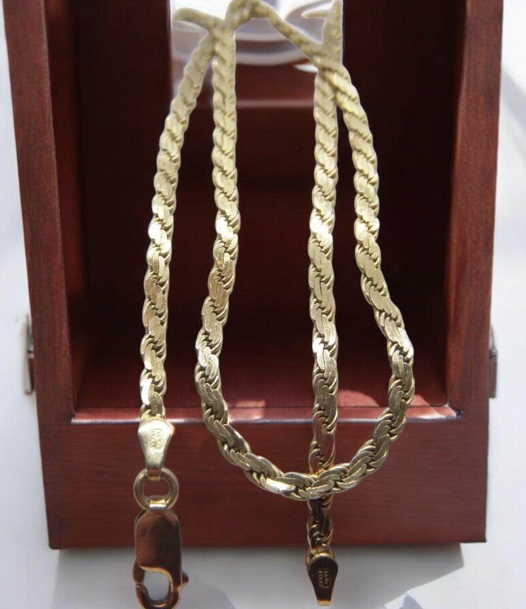 14K Solid Gold Flat Serpentine Link Necklace 18.5″ L Save 1,200 #2032
