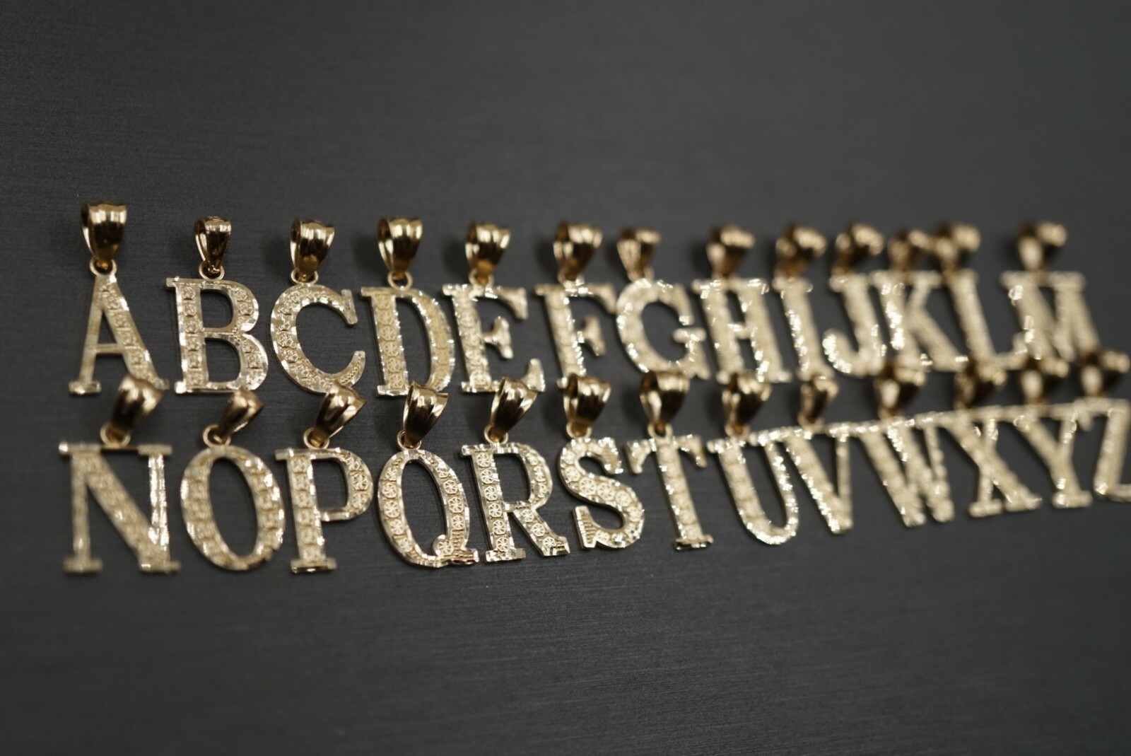 10K Solid Yellow Gold 0.75″ Diamond Cut Initial Alphabet Letter Charm Pendant.