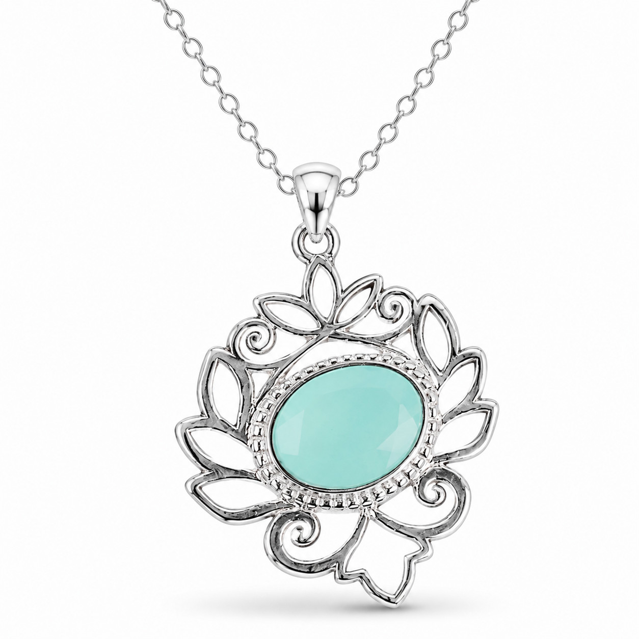 Aqua Chalcedony Gemstone 925 Silver Jewelry Handmade Pendant 1.48″ For Mother