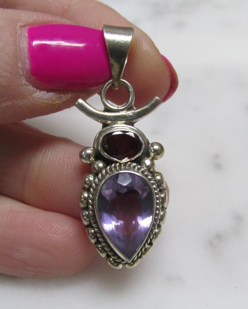 Unknown Stones Sterling Silver Dangle Pendant ~ 7.3grams ~ 4-I654