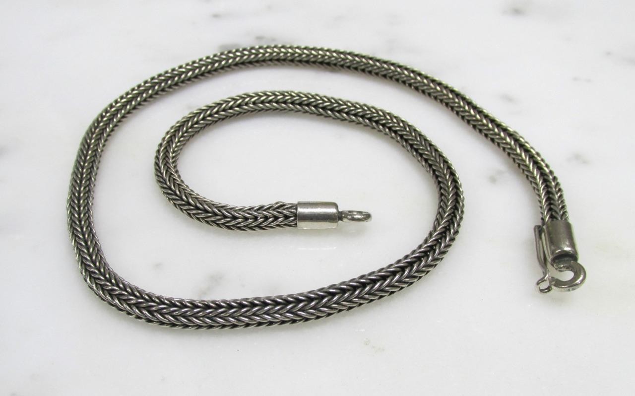 Sterling Silver Foxtail Link Chain Necklace ~ 18″ ~ 53.4g ~ 12-A684